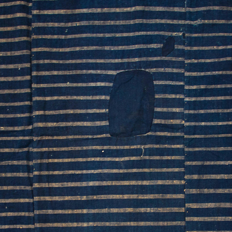 Boro Shima Sheet | Japanese Indigo Woven Stripe