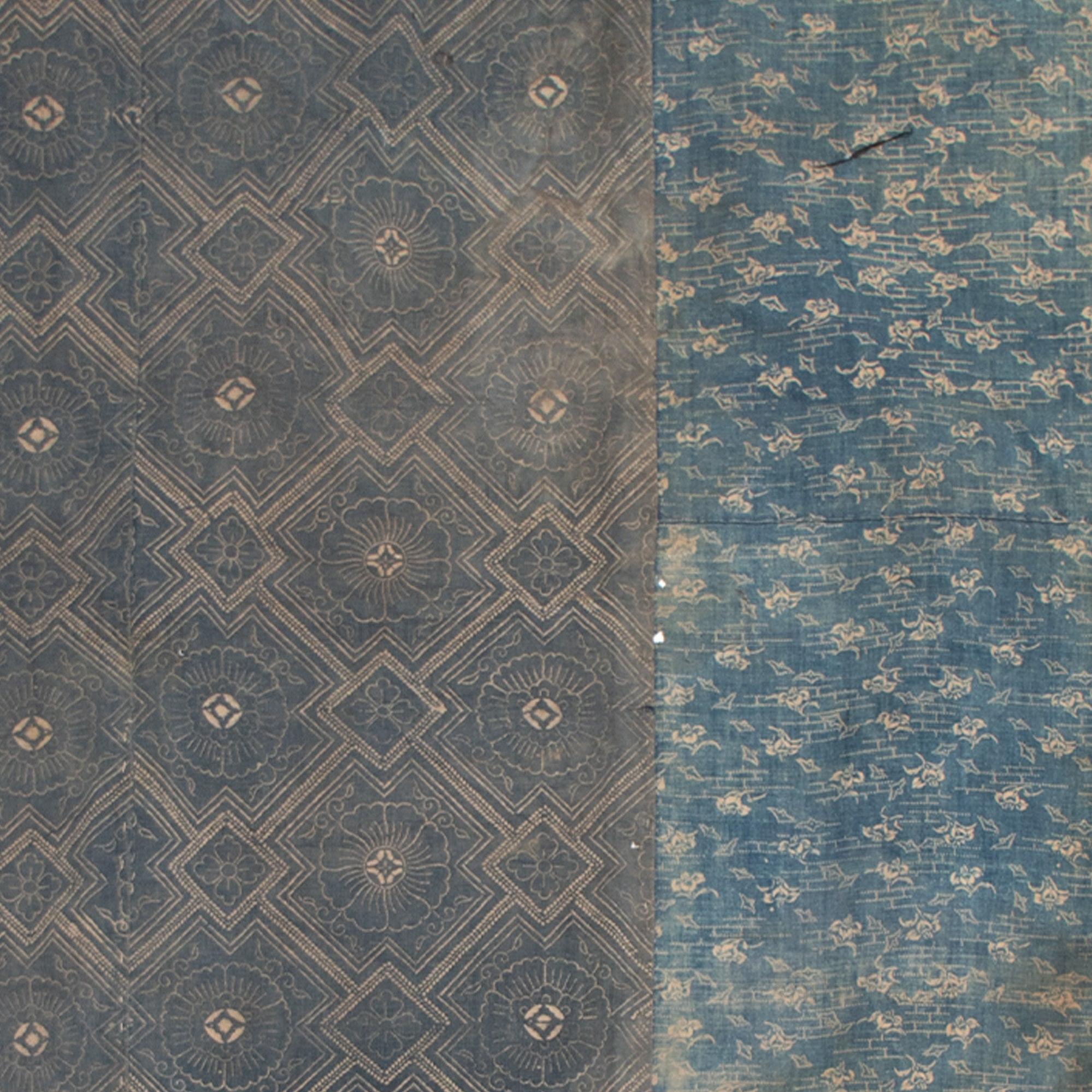 Katazome Boro Futonji -Japanese Indigo Futon Cover