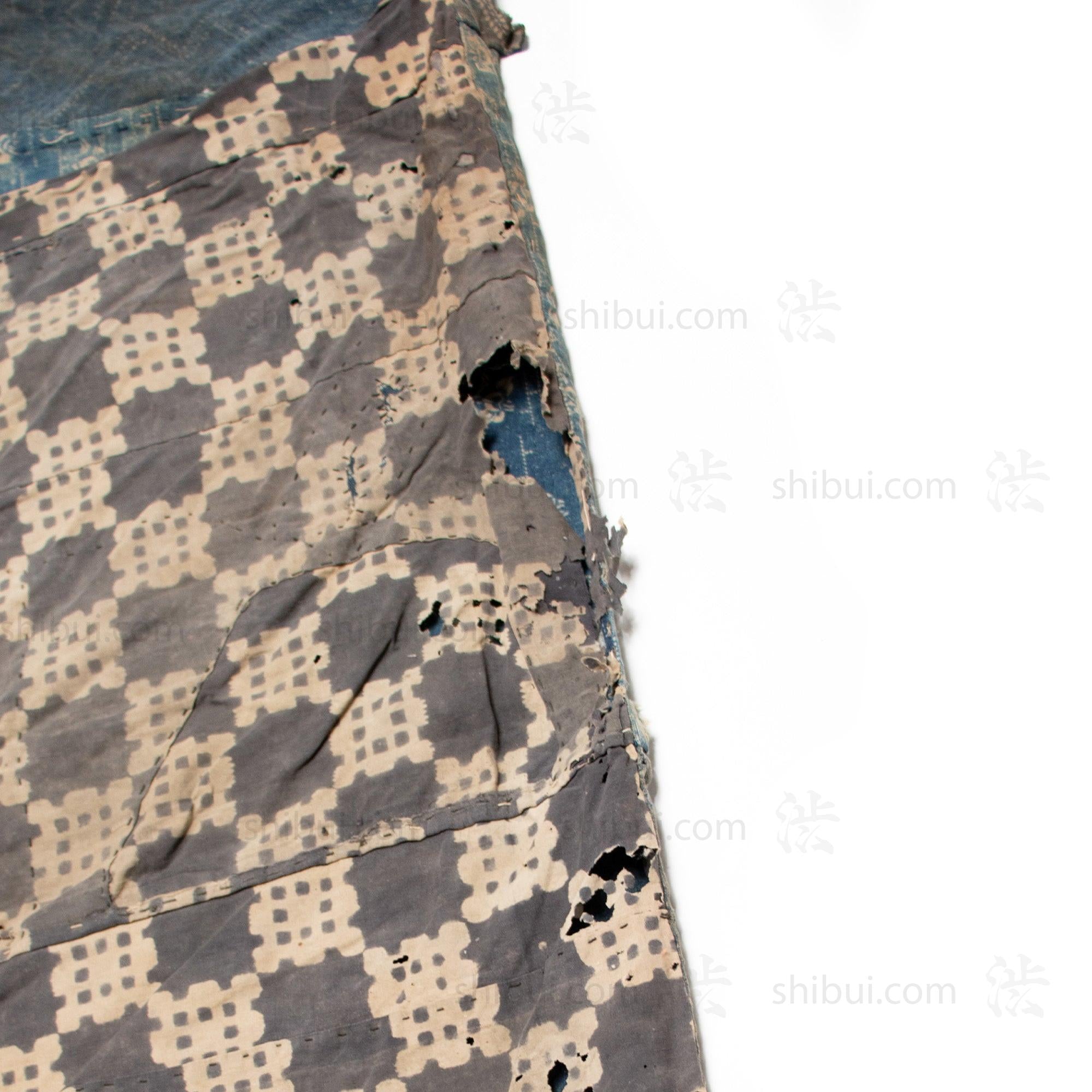 Katazome Boro Futonji -Japanese Indigo Futon Cover