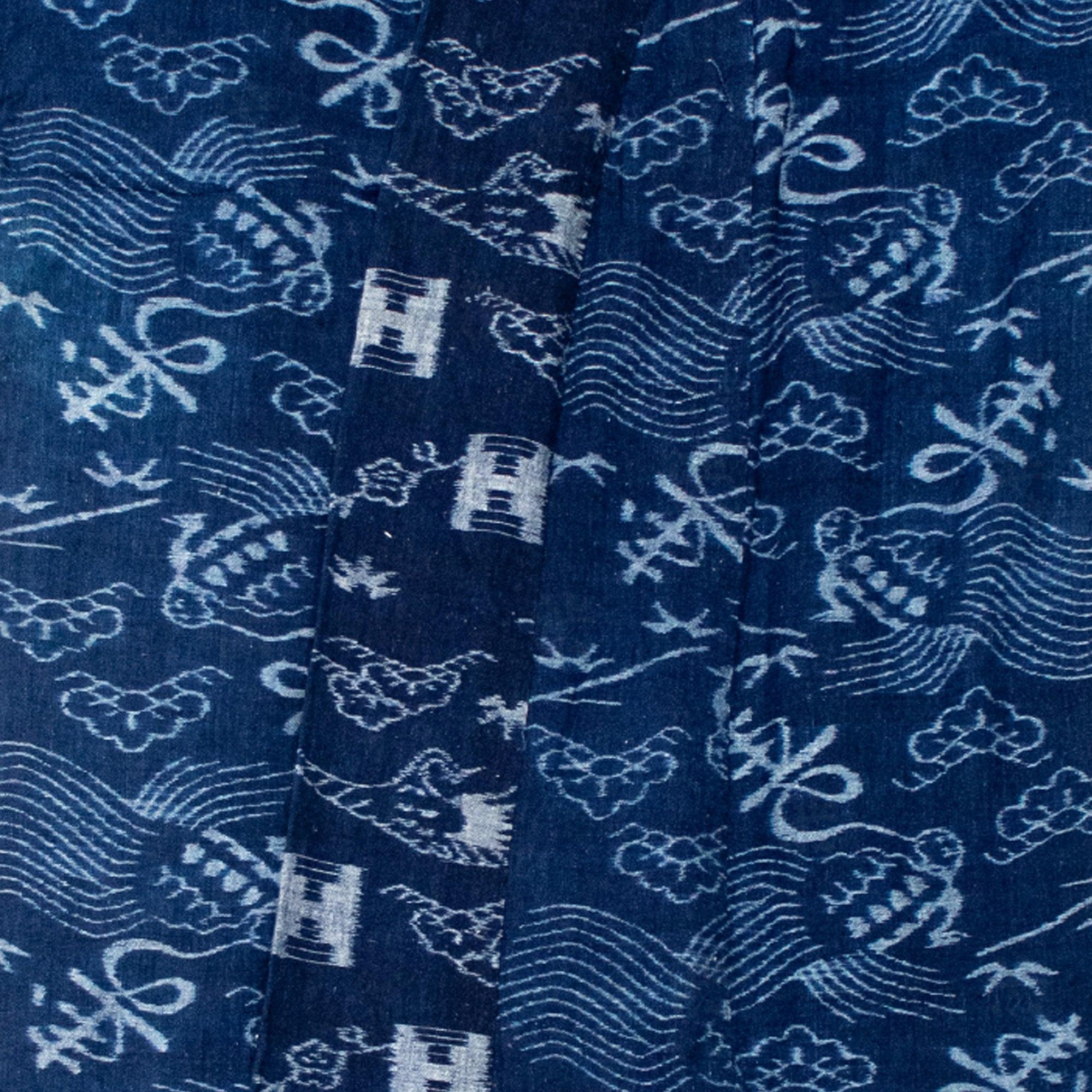 Vintage Japanese Indigo Kasuri Cotton Yogi Shell