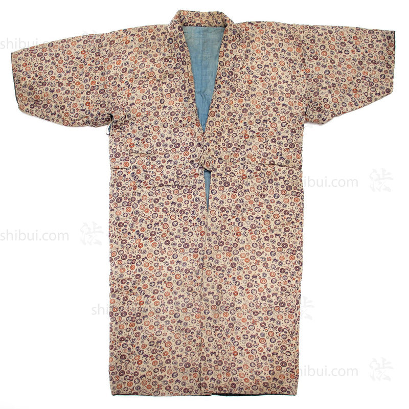 Quilted Chintz Pattern Kimono with Coin and Lucky Symbols