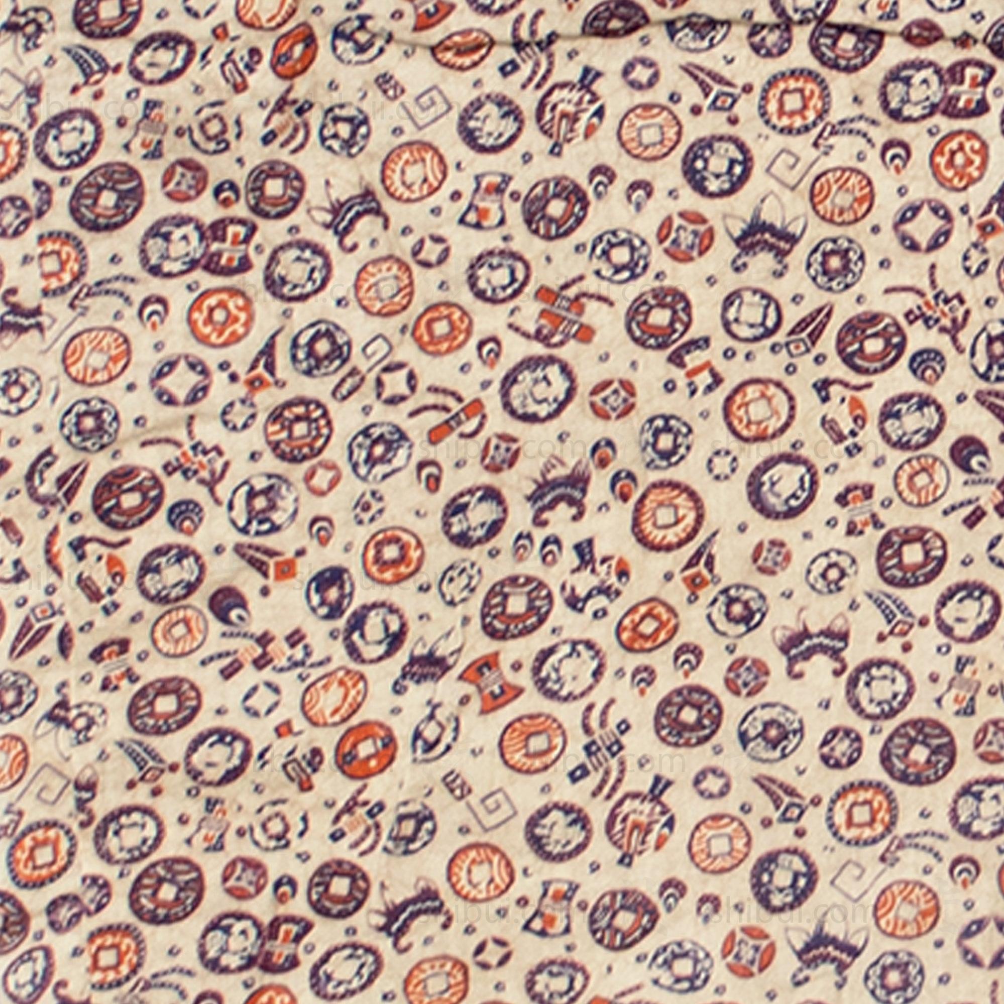 Quilted Chintz Pattern Kimono with Coin and Lucky Symbols