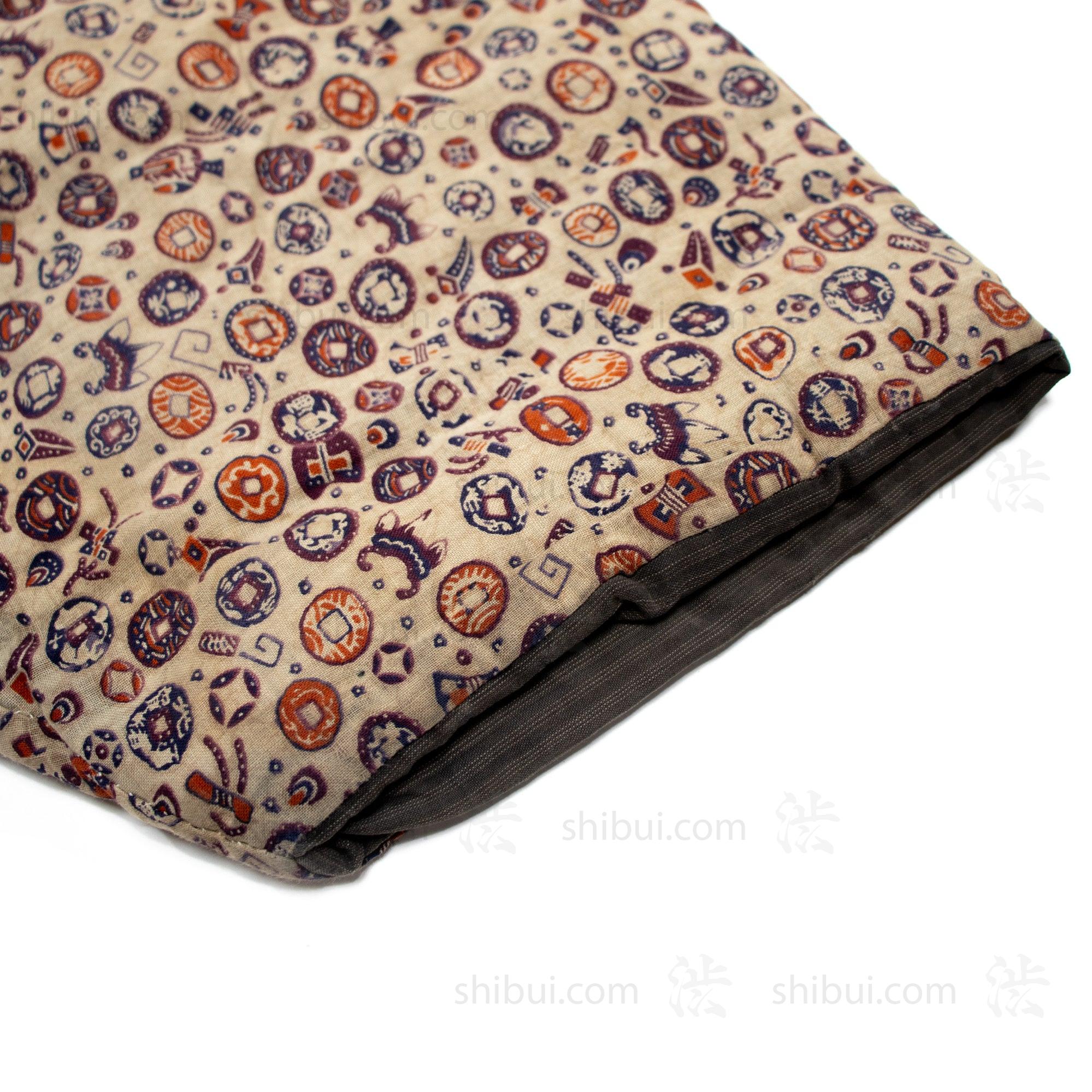 Quilted Chintz Pattern Kimono with Coin and Lucky Symbols