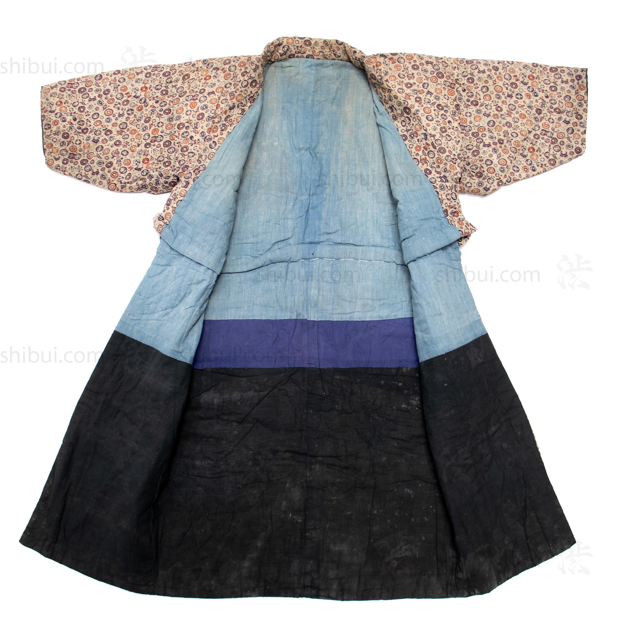 Quilted Chintz Pattern Kimono with Coin and Lucky Symbols