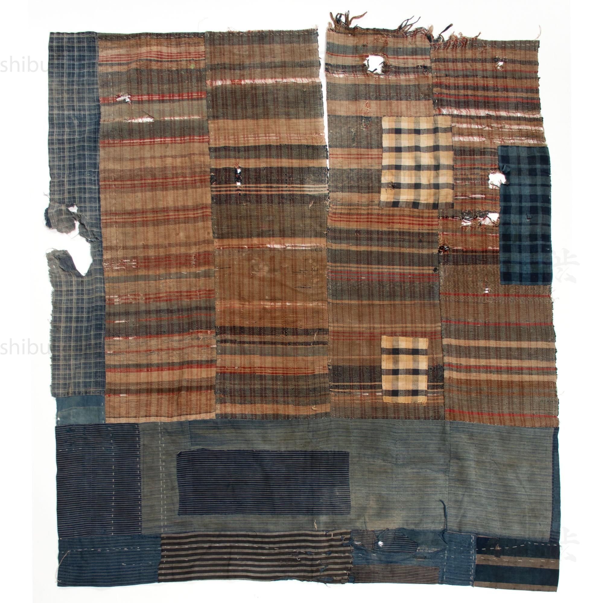 Indigo Sakiori Blanket with Boro Edge