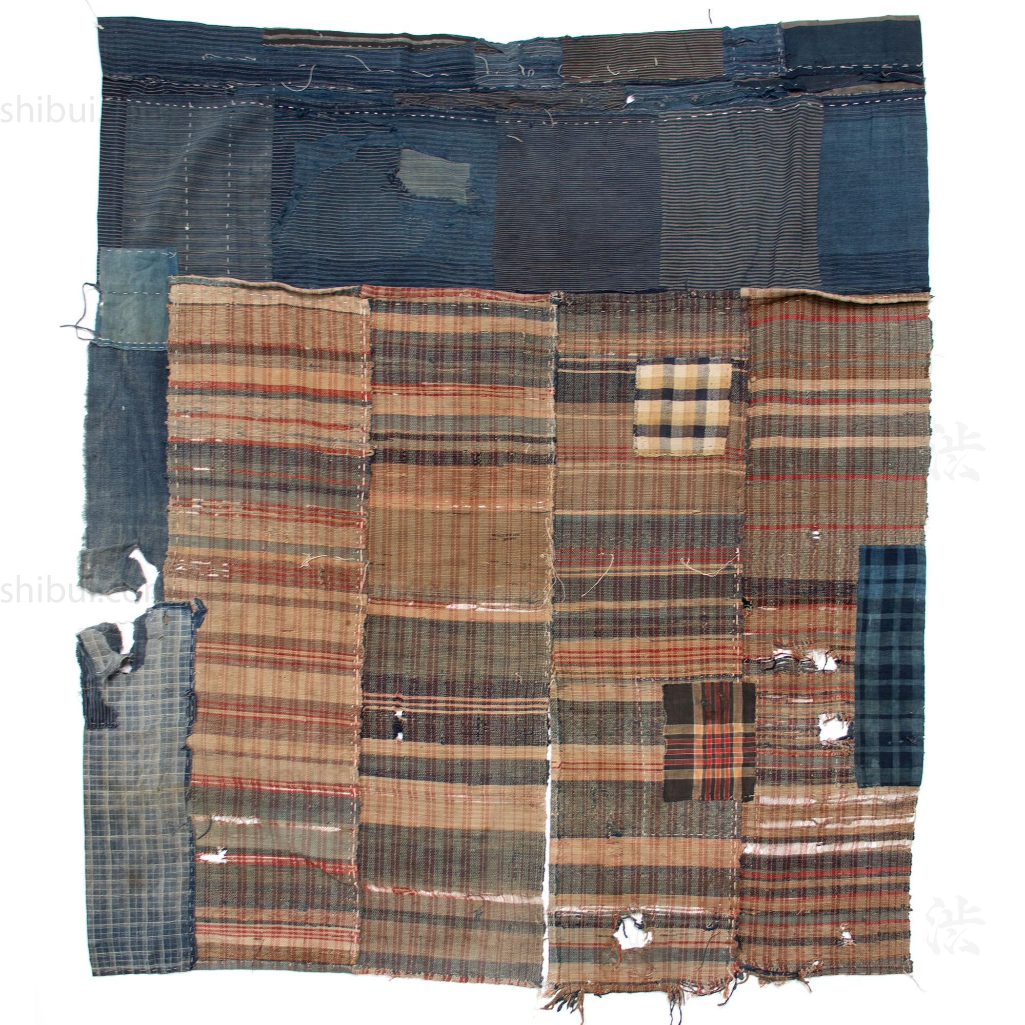 Indigo Sakiori Blanket with Boro Edge