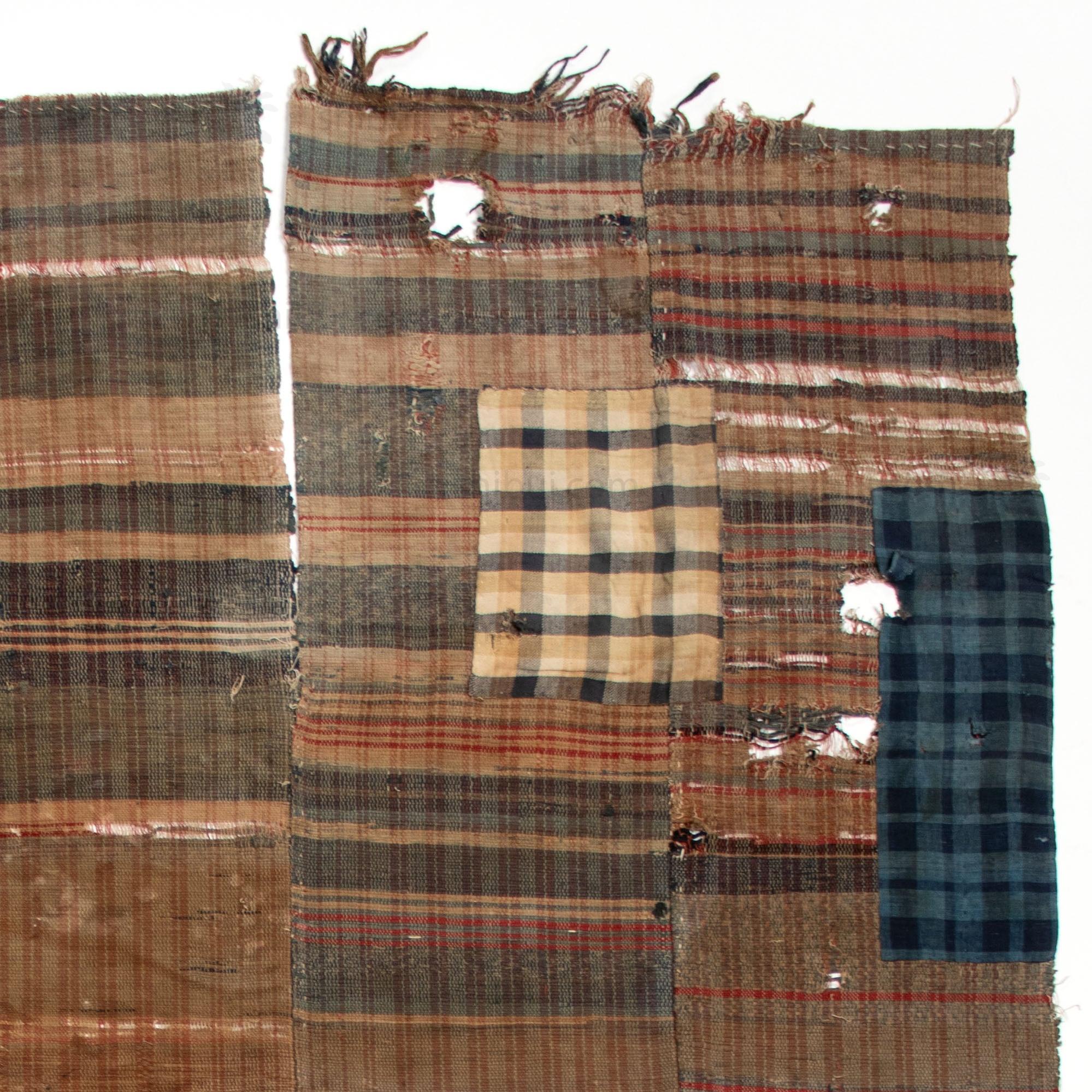 Indigo Sakiori Blanket with Boro Edge