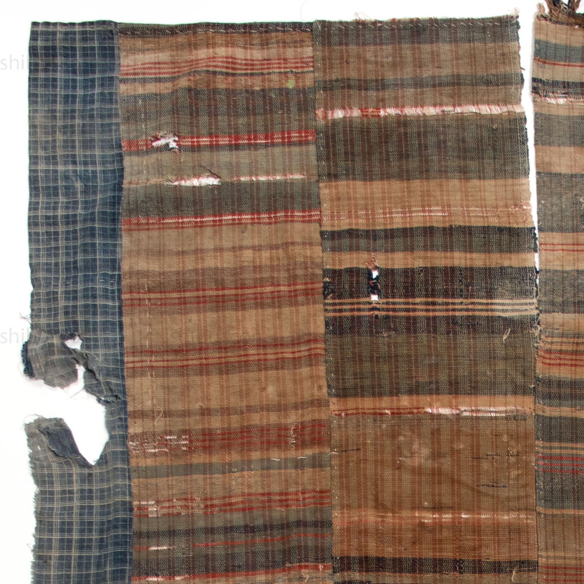 Indigo Sakiori Blanket with Boro Edge