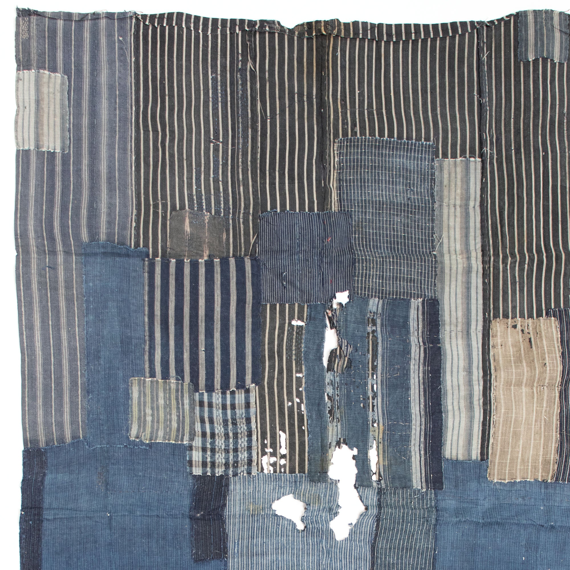 Indigo Shima Boro Sheet | Japanese Patchwork Textile