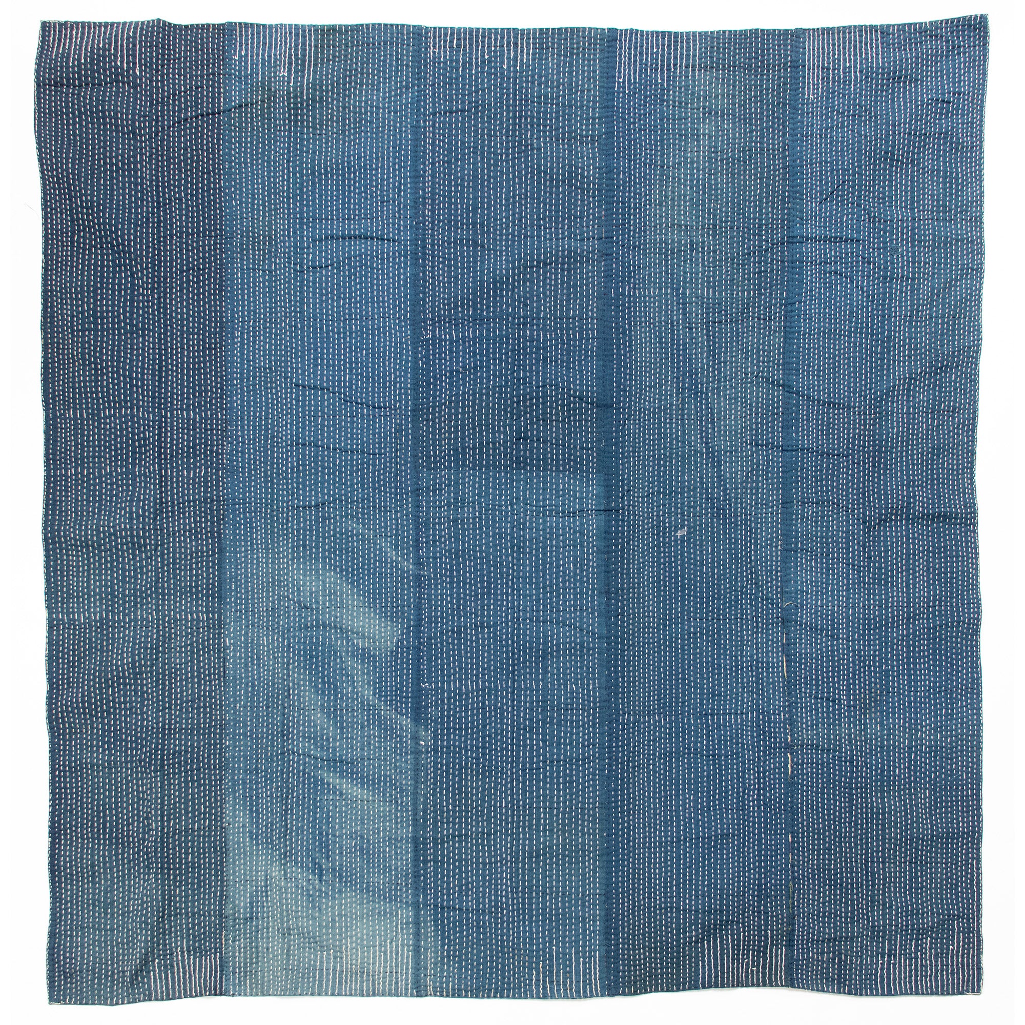 Sashiko Quilted Shima Japanese Indigo Cotton Blanket