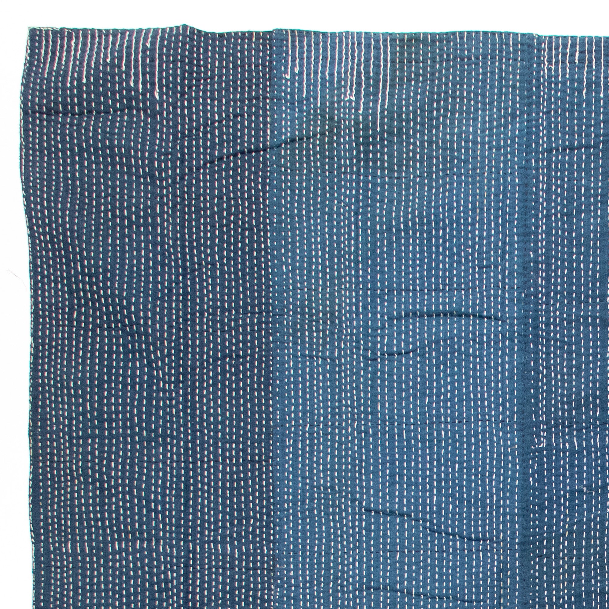 Sashiko Quilted Shima Japanese Indigo Cotton Blanket