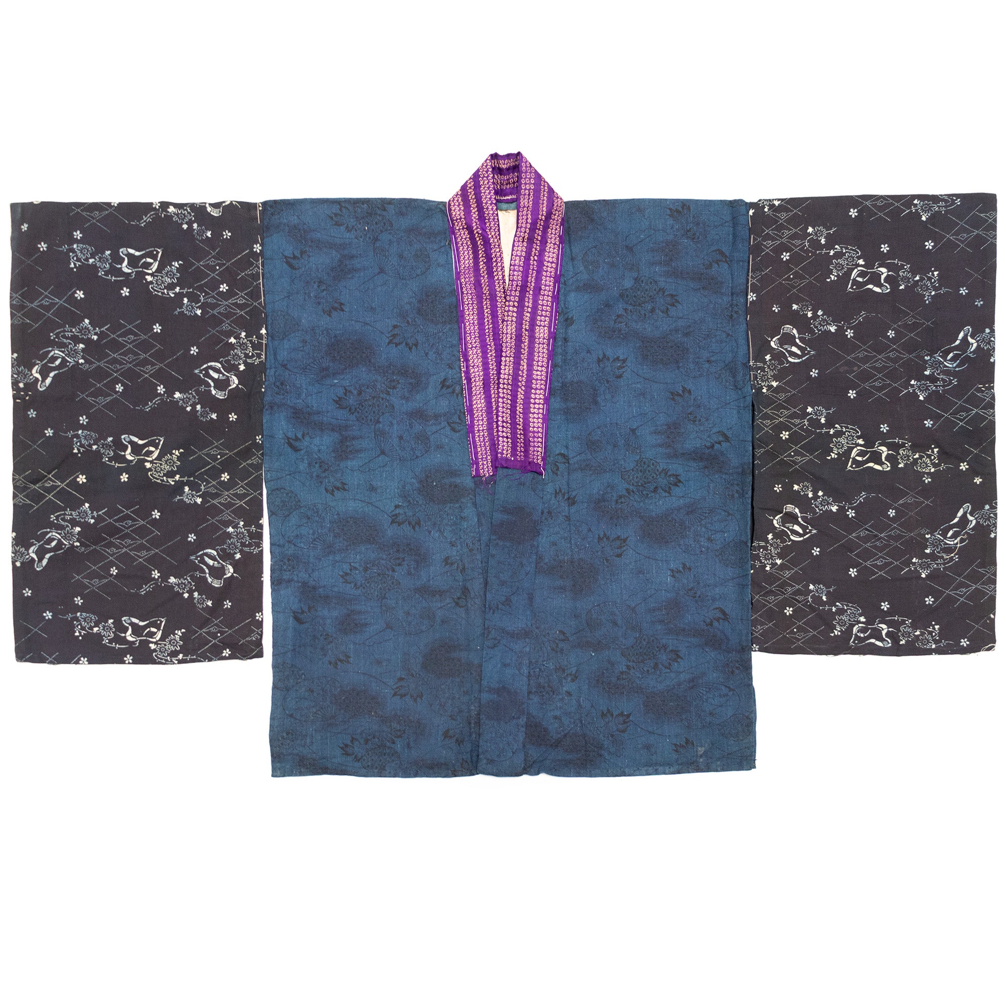 Yosegire Hanjuban with Black on Blue Katazome