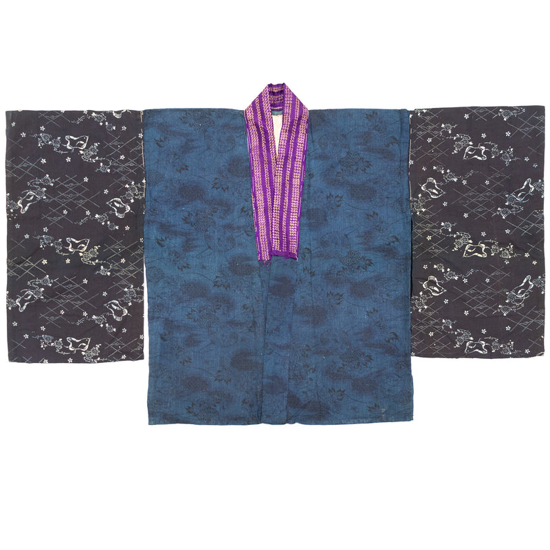 Yosegire Hanjuban with Black on Blue Katazome
