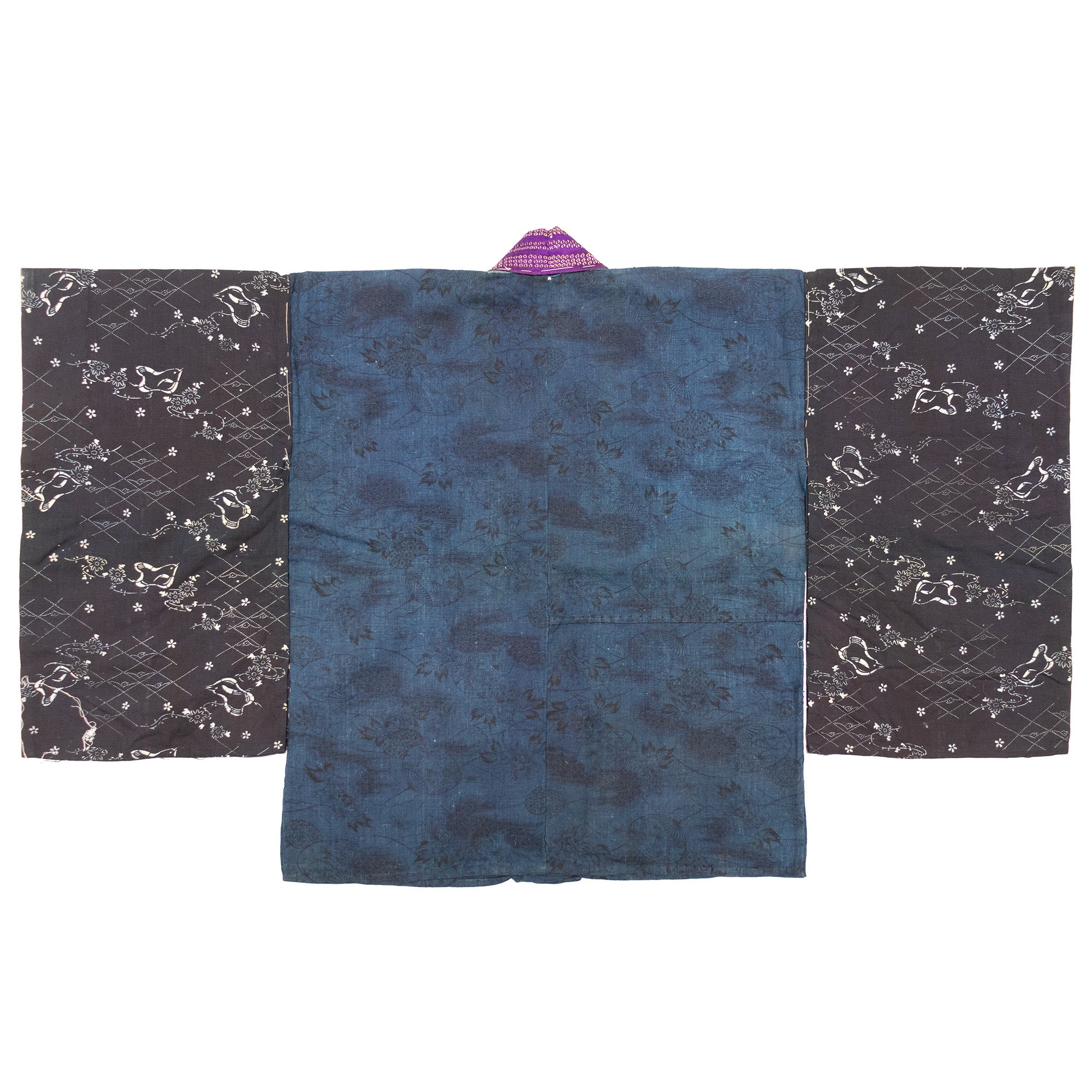 Yosegire Hanjuban with Black on Blue Katazome