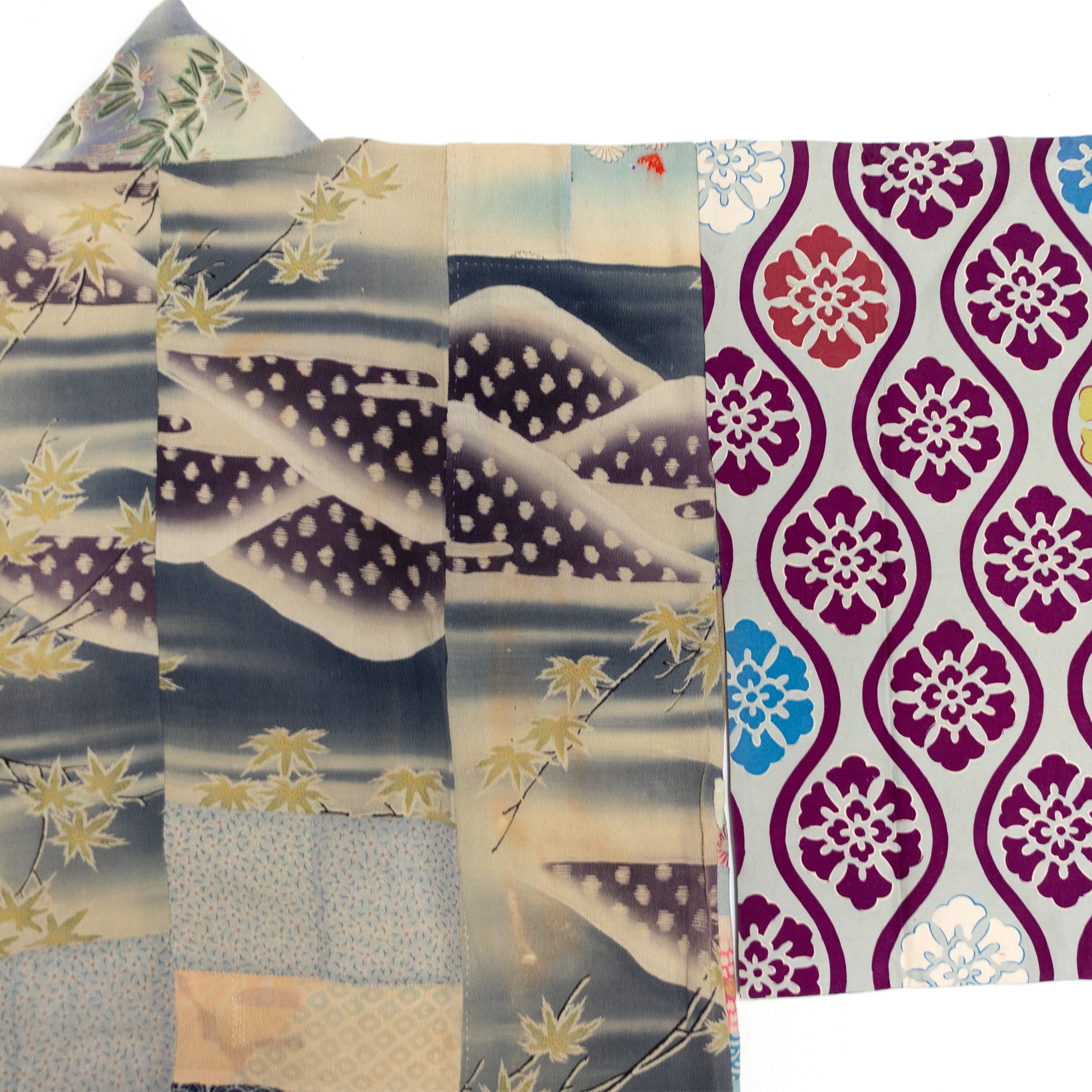 Yosegire Green Chirimen Patchwork Kimono