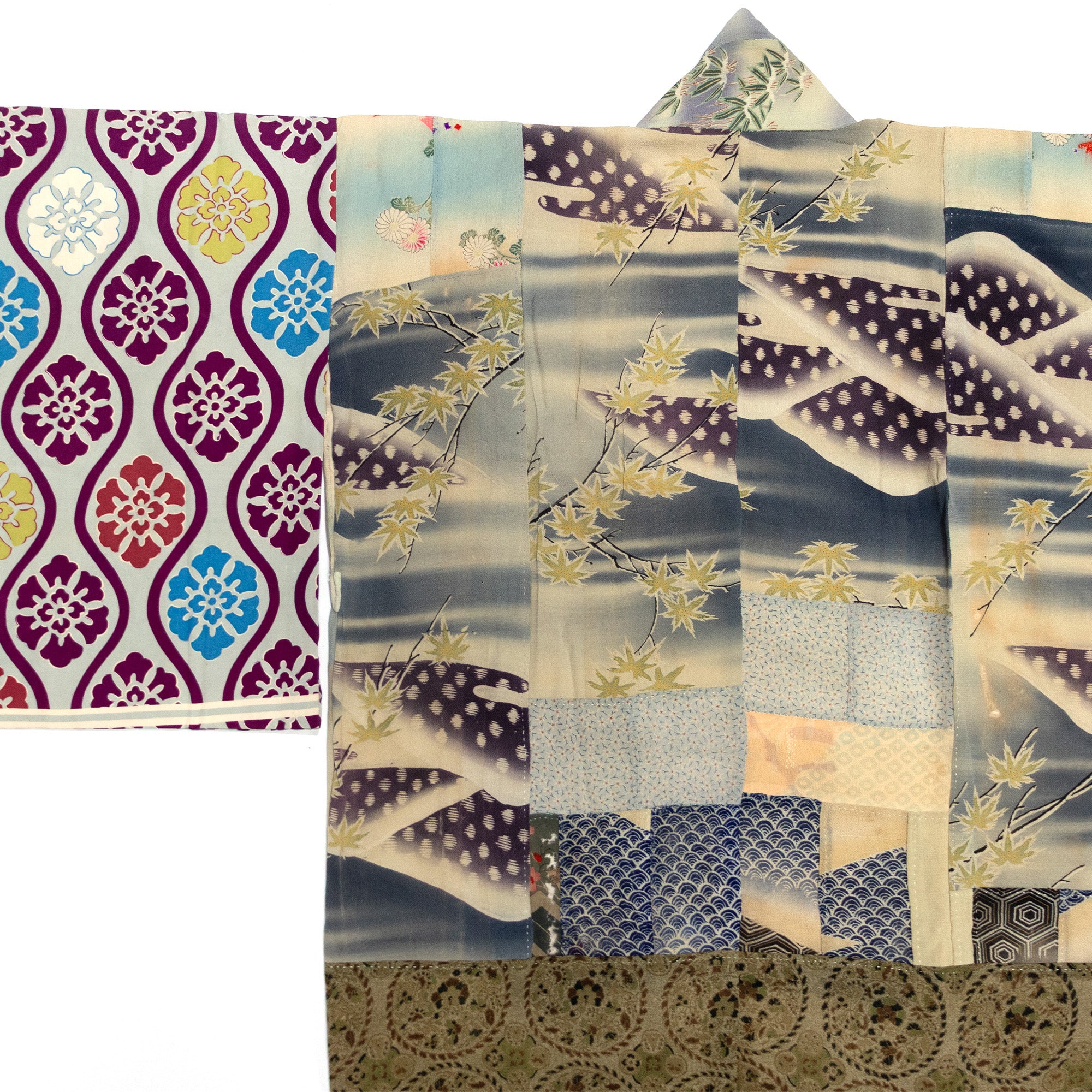 Yosegire Green Chirimen Patchwork Kimono