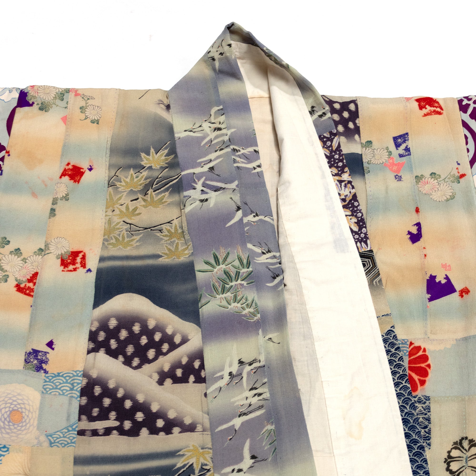 Yosegire Green Chirimen Patchwork Kimono