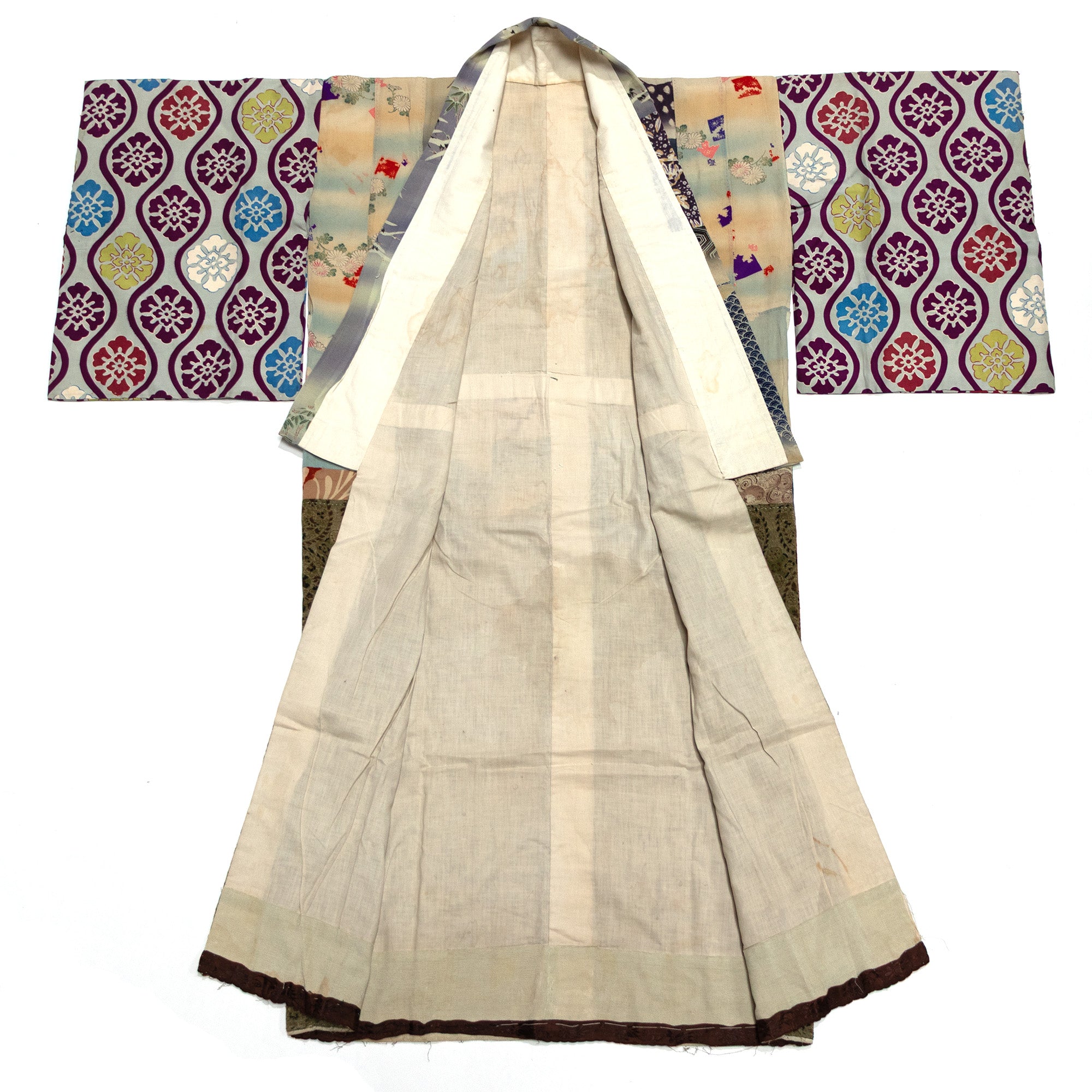 Yosegire Green Chirimen Patchwork Kimono