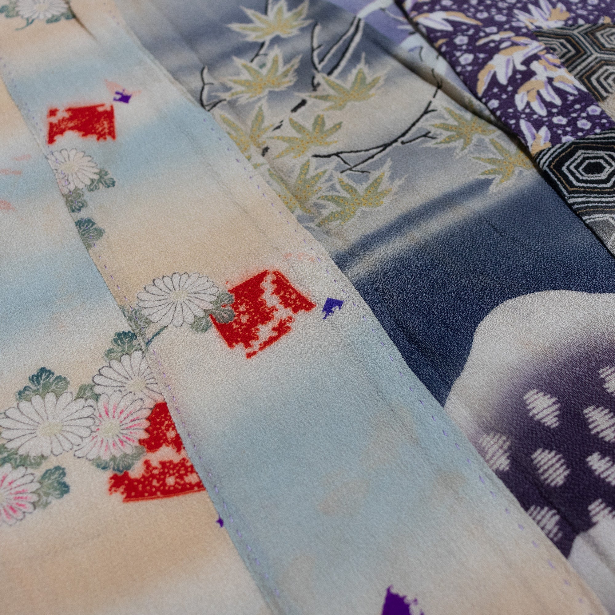 Yosegire Green Chirimen Patchwork Kimono