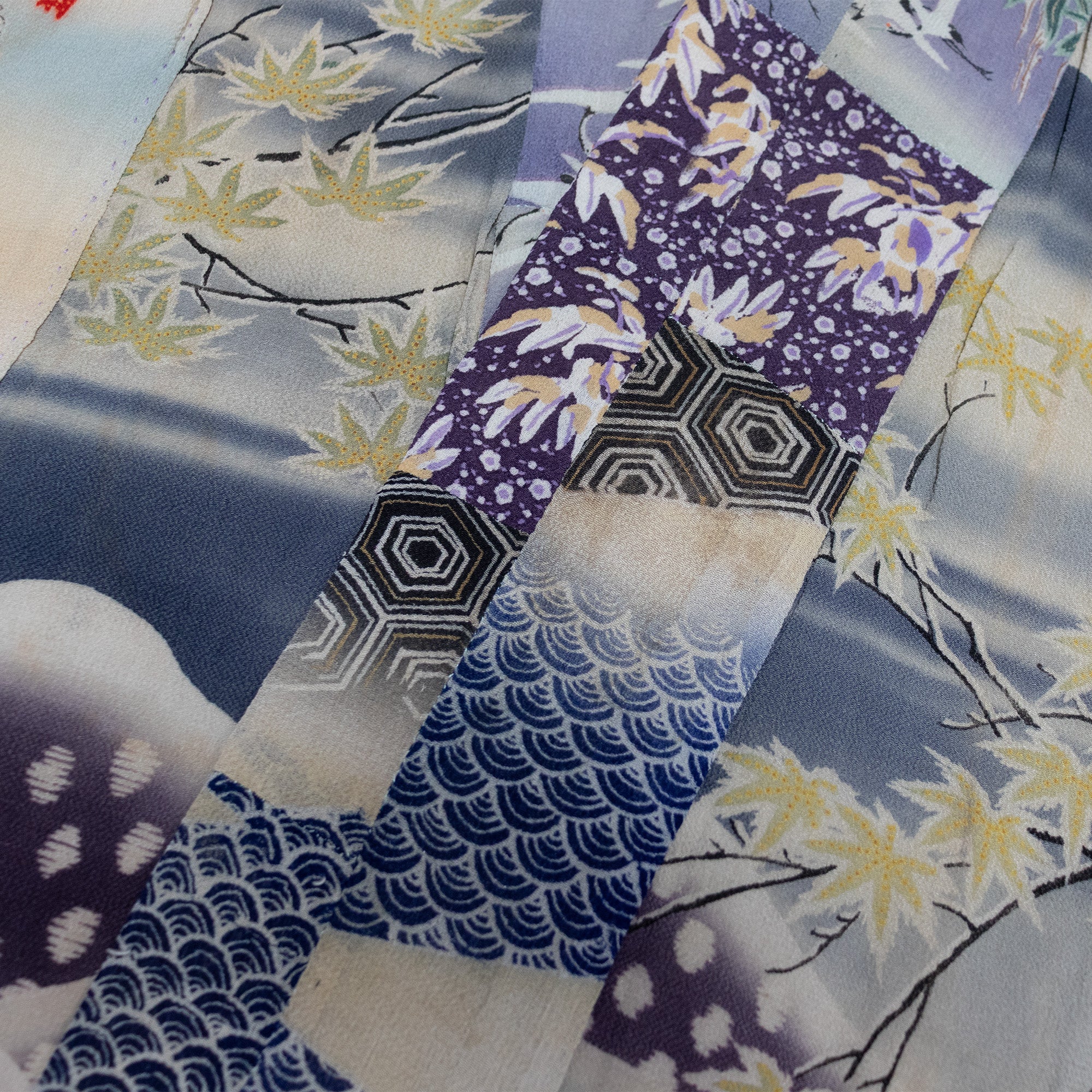 Yosegire Green Chirimen Patchwork Kimono