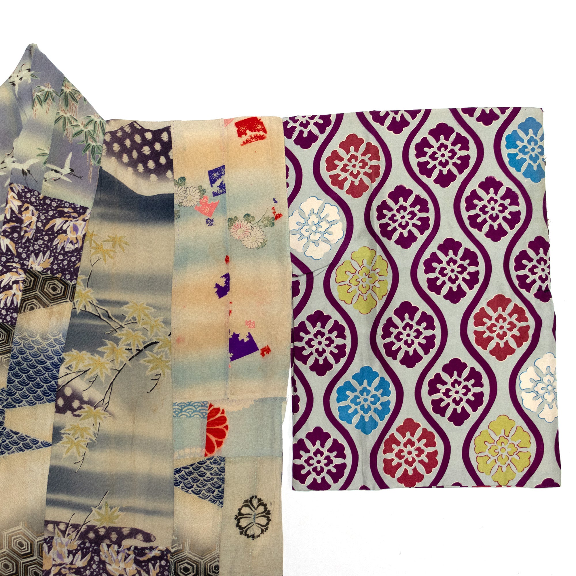 Yosegire Green Chirimen Patchwork Kimono
