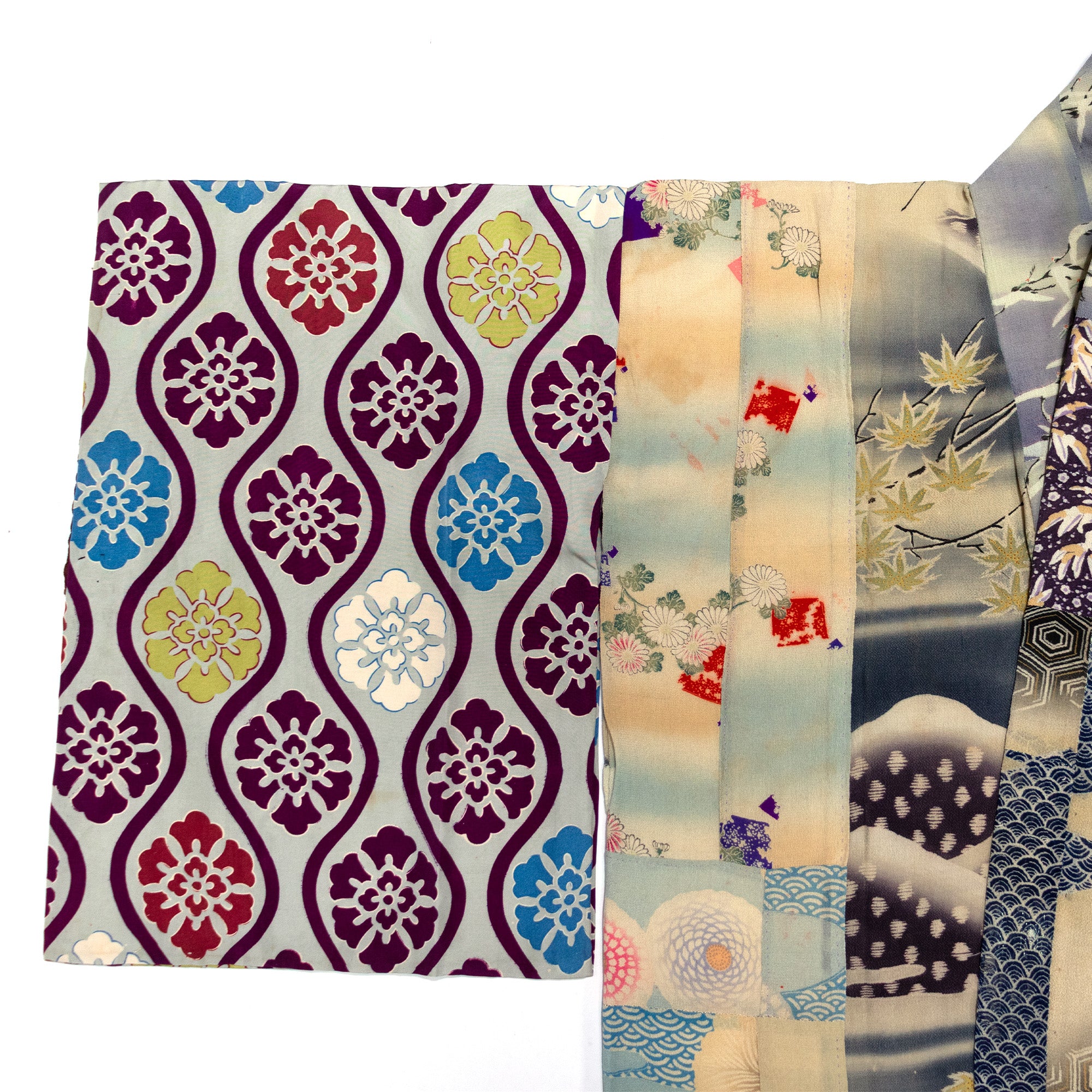 Yosegire Green Chirimen Patchwork Kimono