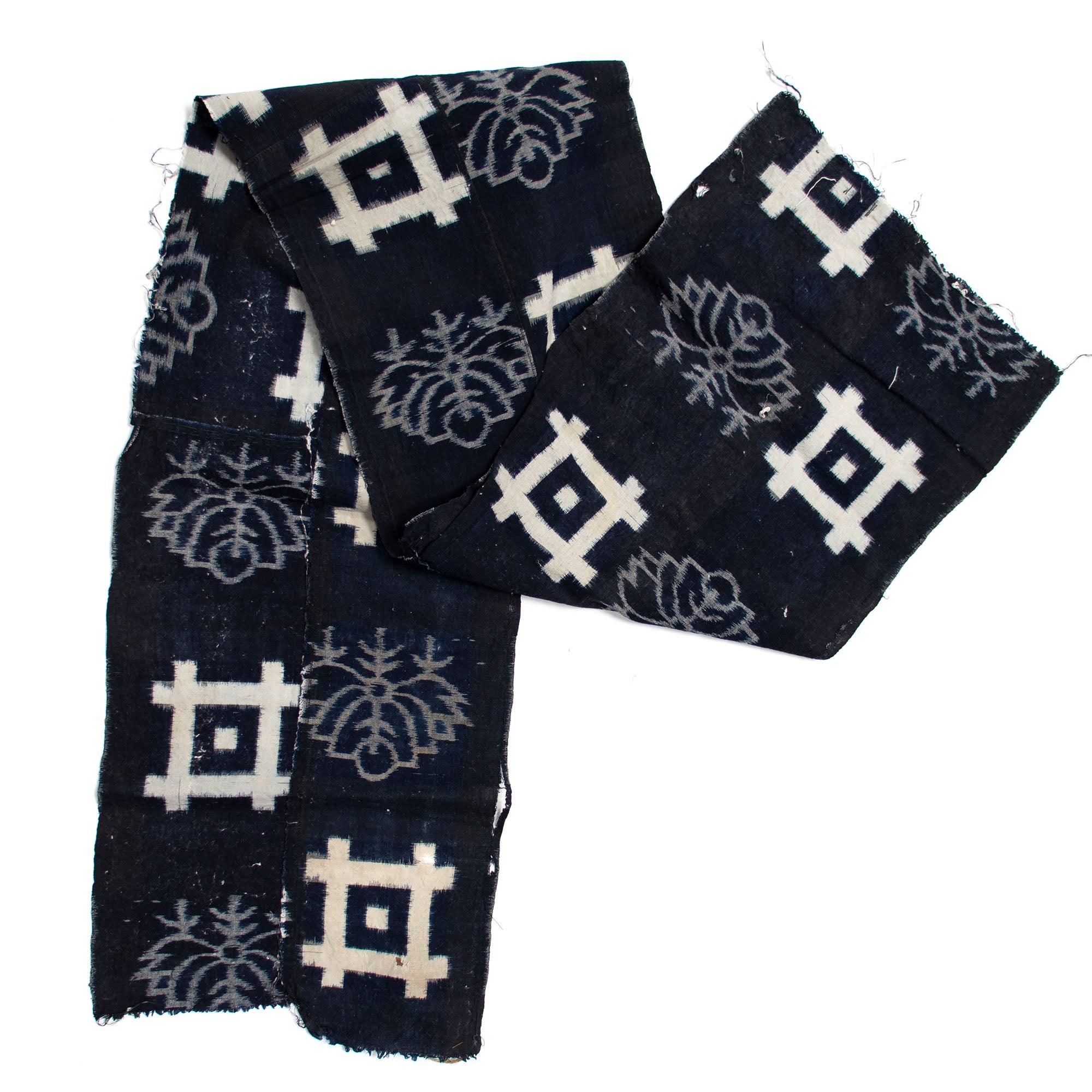 Japanese Patchwork Indigo Egasuri Ikat Panel