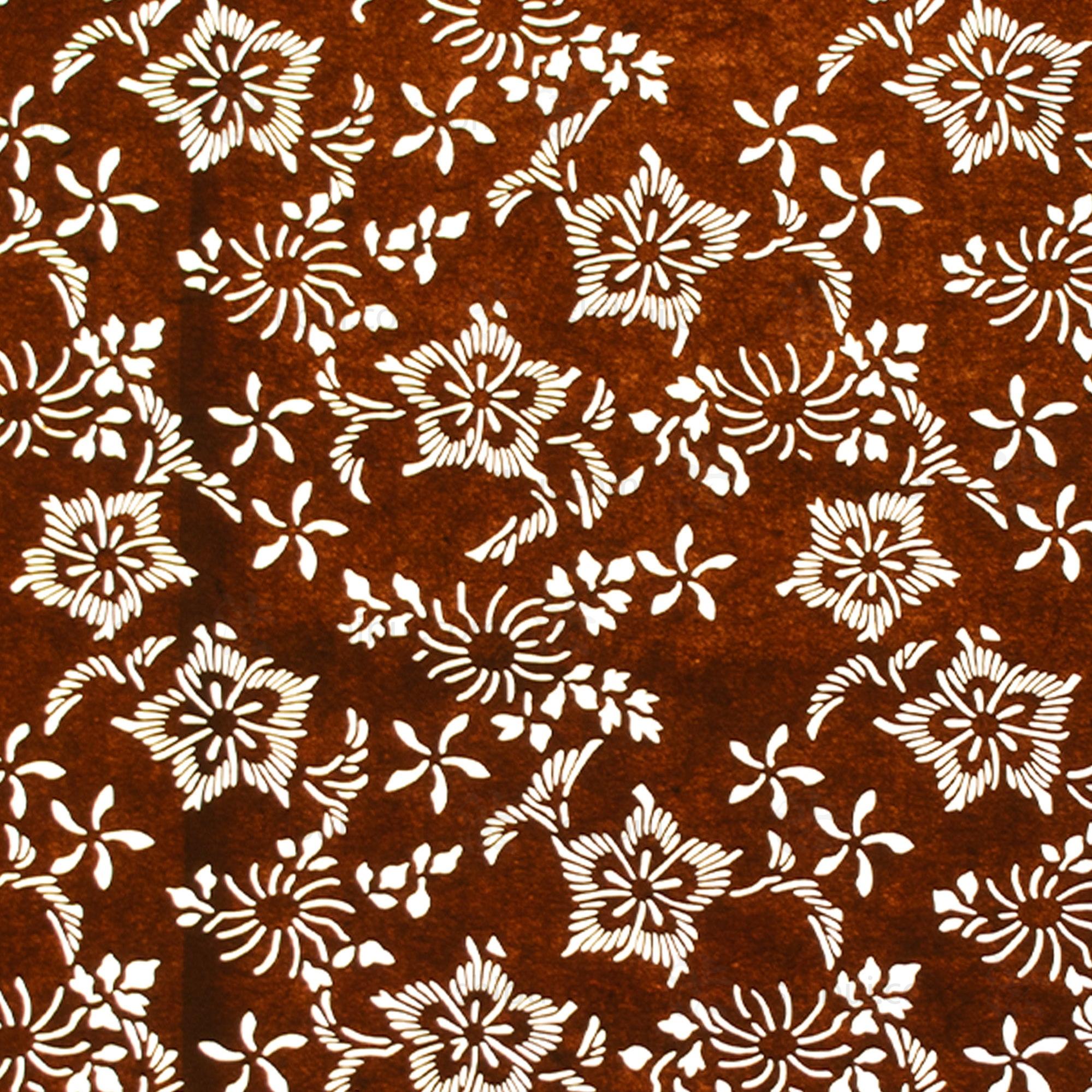 Meiji Floral Katagami | Japanese Lacquered Paper Stencil
