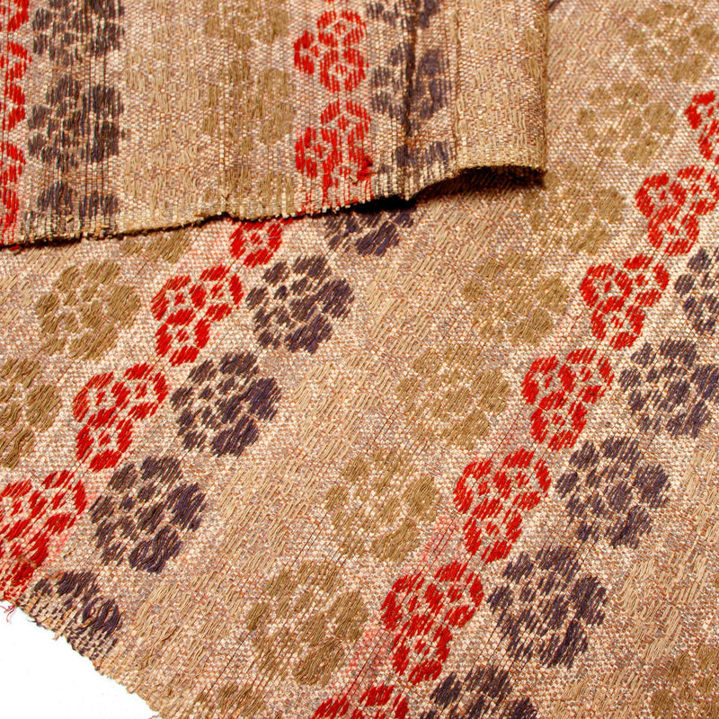 Rare Japanese Antique Paper and Silk Floral Temple Cloth
