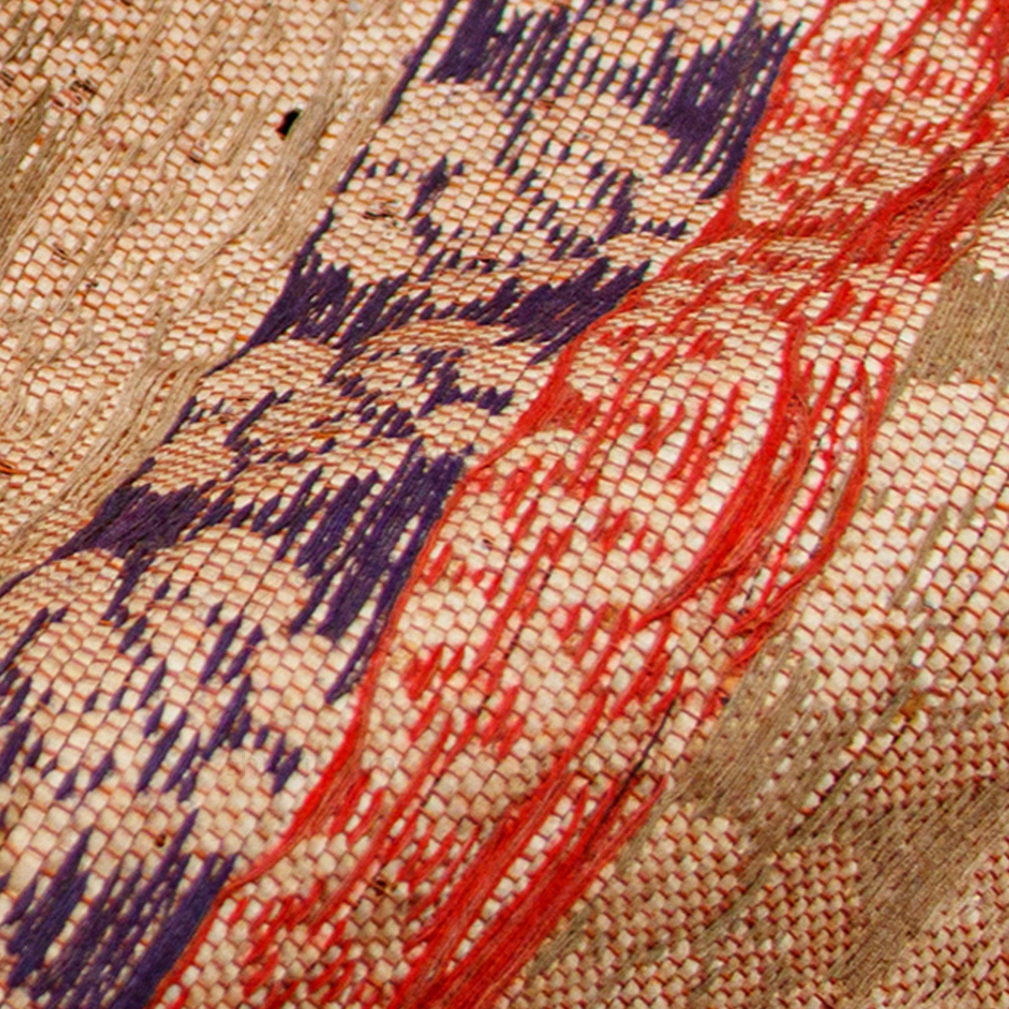 Rare Japanese Antique Paper and Silk Floral Temple Cloth