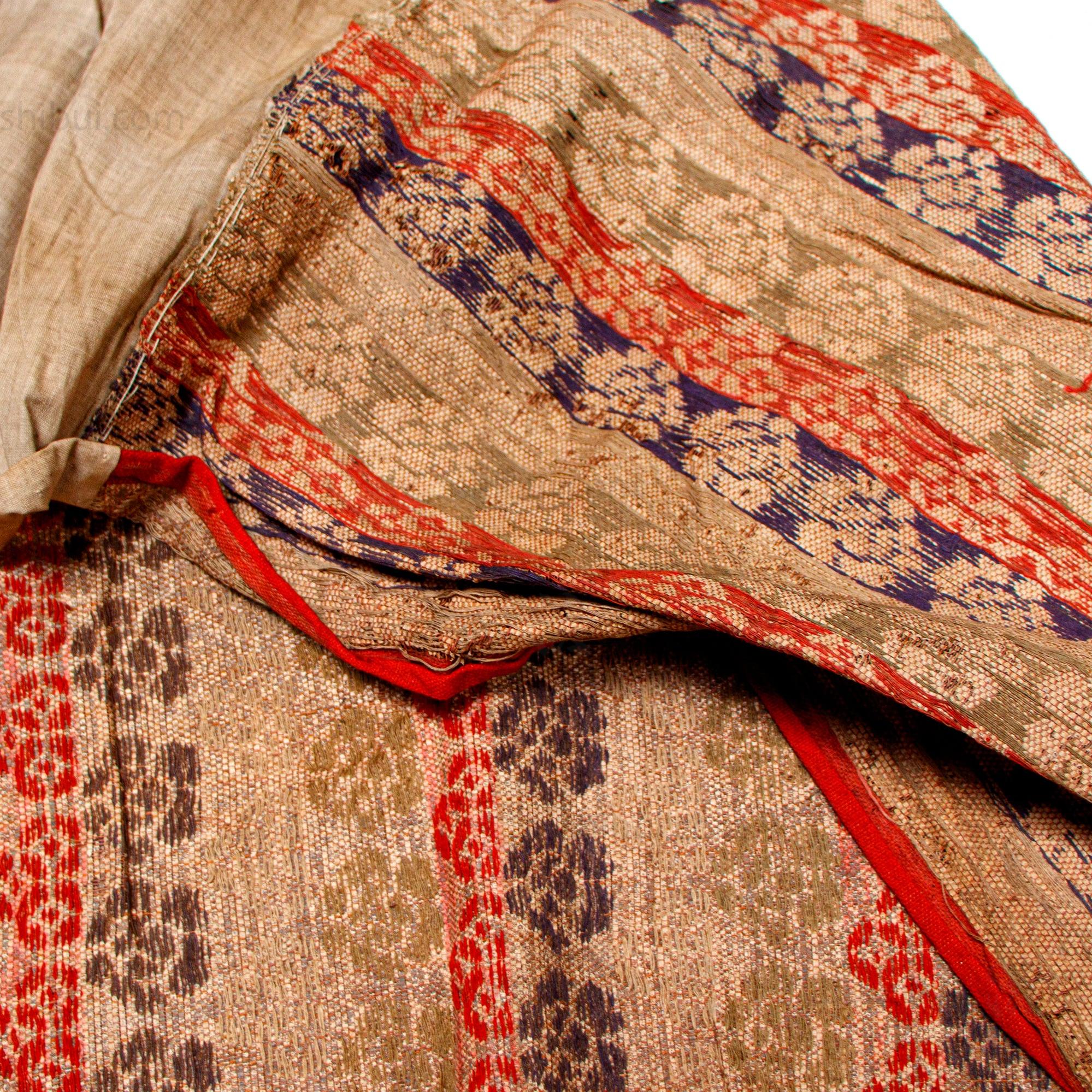 Rare Japanese Antique Paper and Silk Floral Temple Cloth