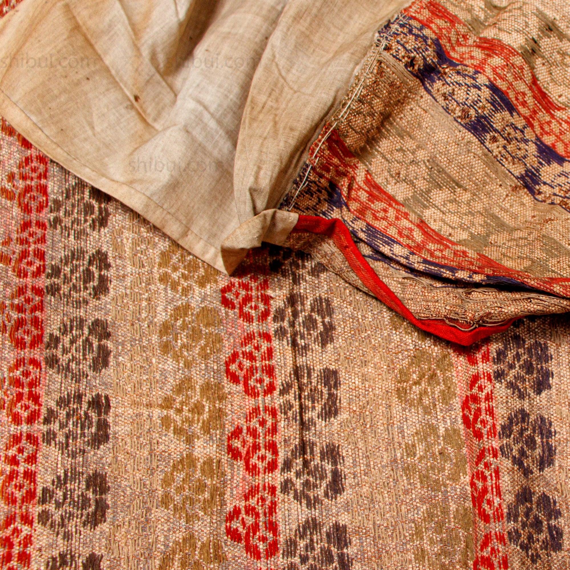 Rare Japanese Antique Paper and Silk Floral Temple Cloth