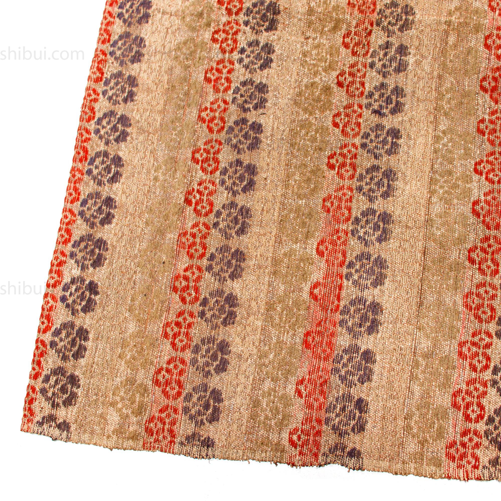 Rare Japanese Antique Paper and Silk Floral Temple Cloth