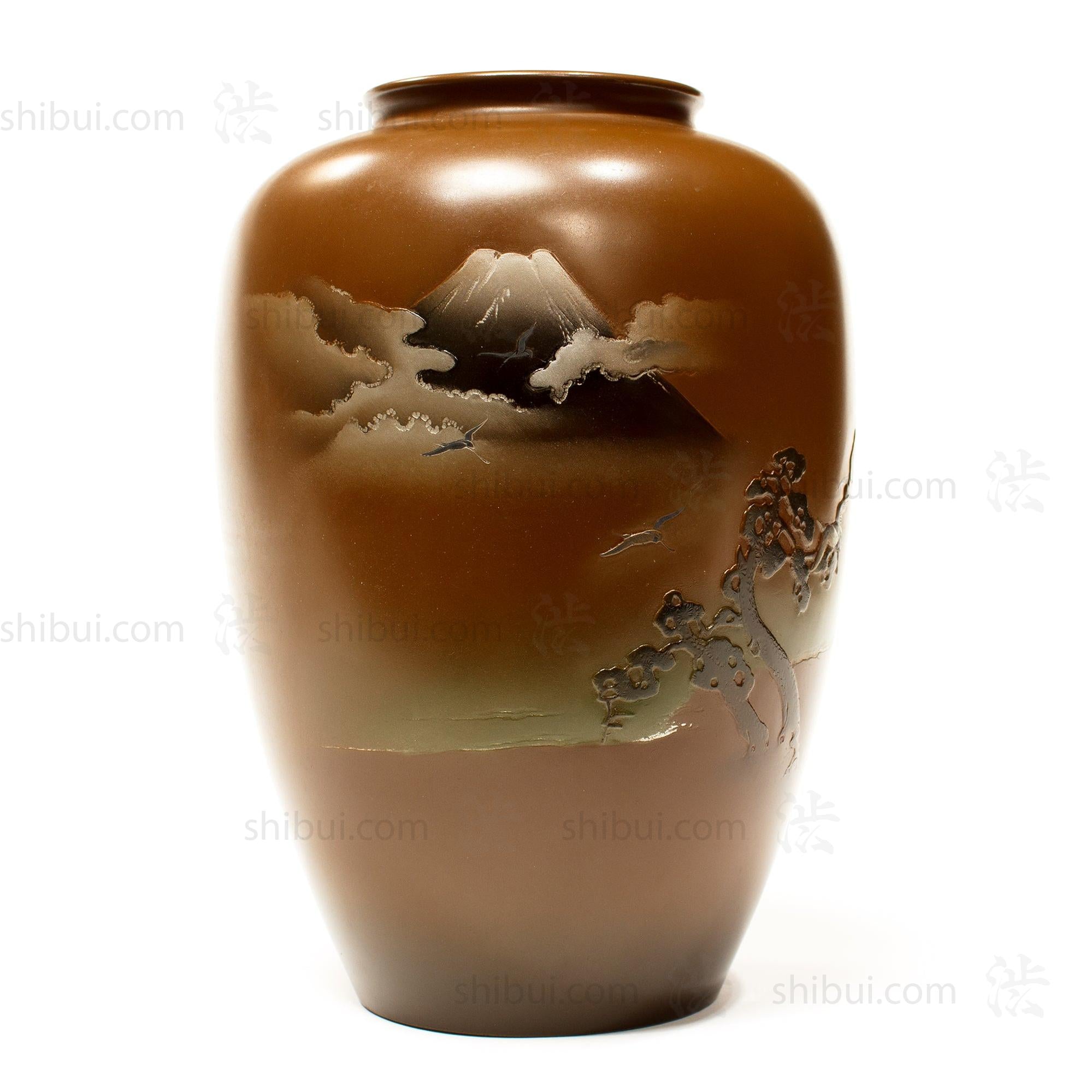 Japanese Mt. Fuji Bronze Flower Vase