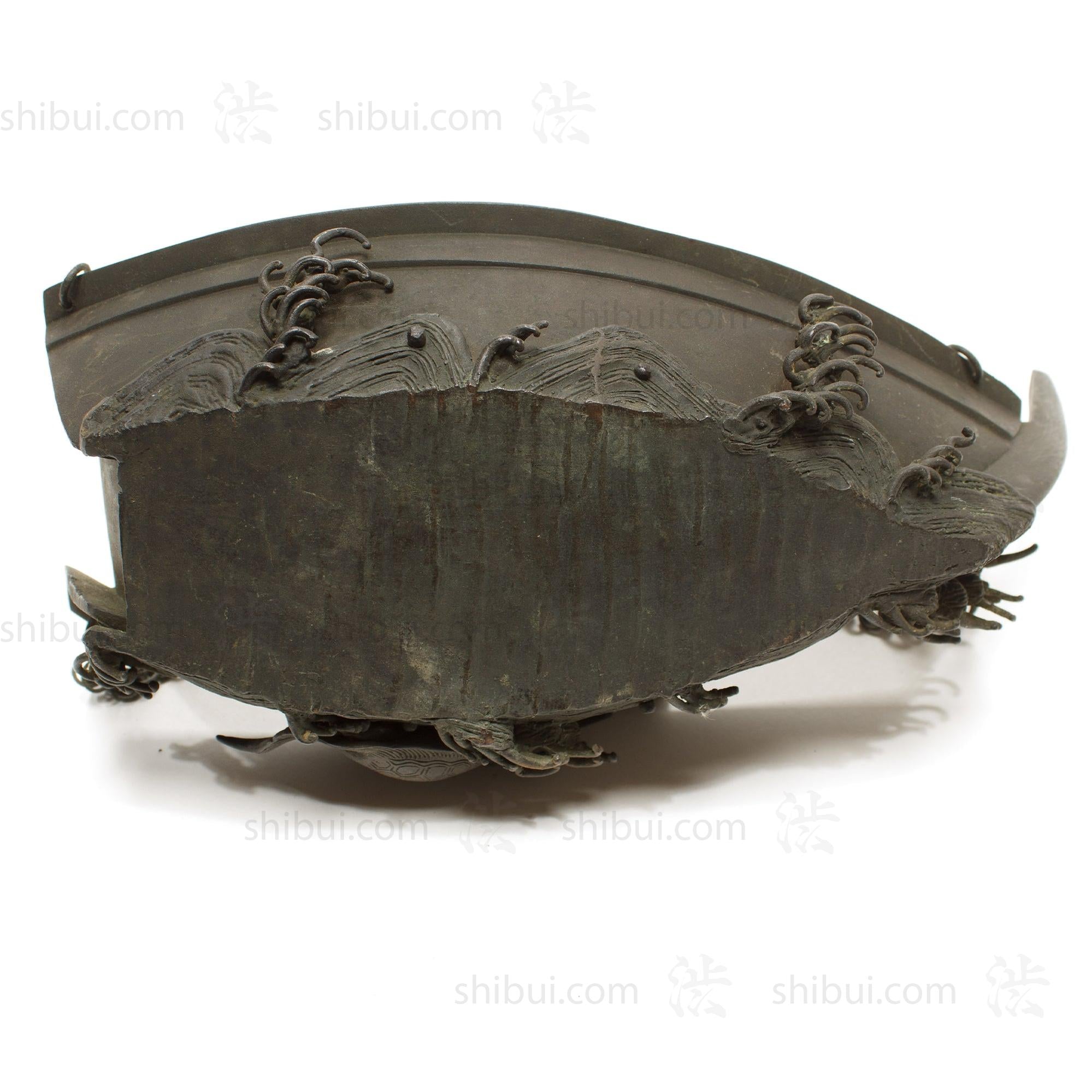 Japanese Antique Bronze Hanging Boat Vase