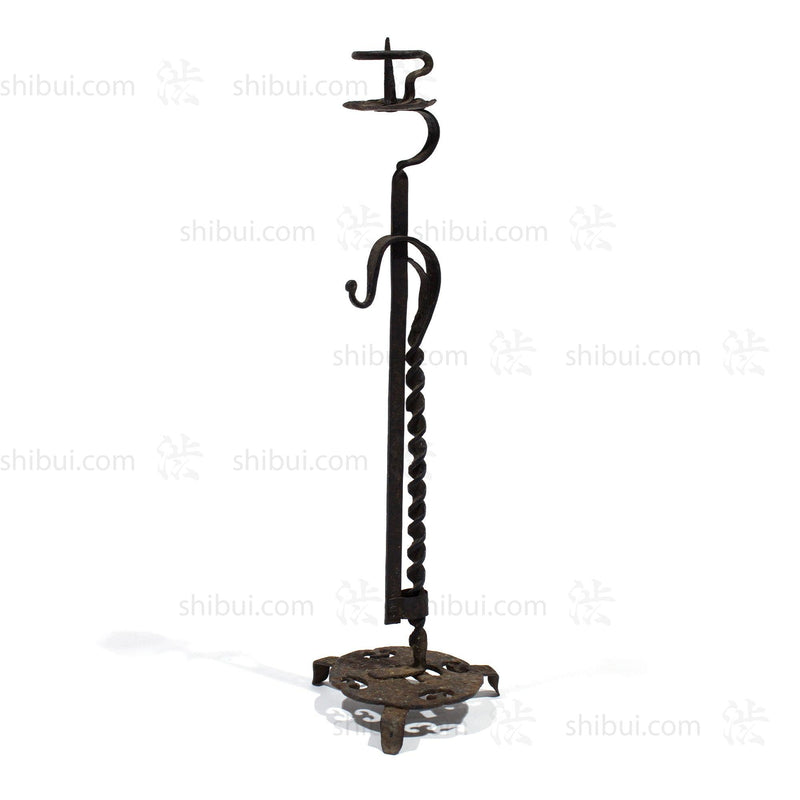 Japanese Iron Tsuba Height Adjustible Candlestick