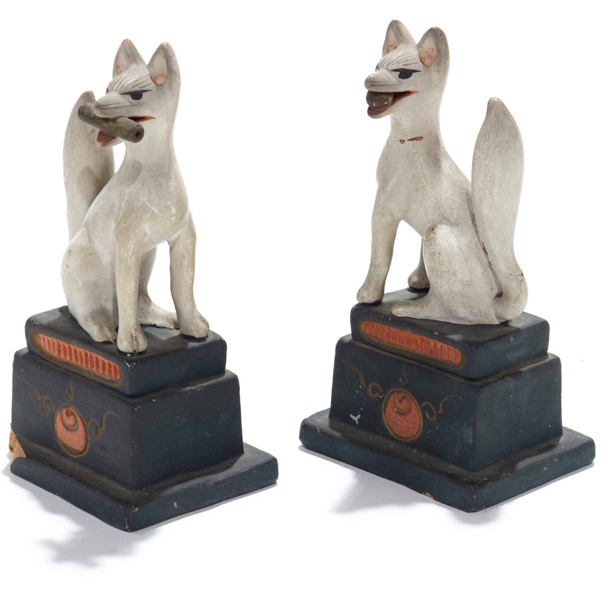 Inari Foxes | Sacred Kitsune Porcelain Figure Pair