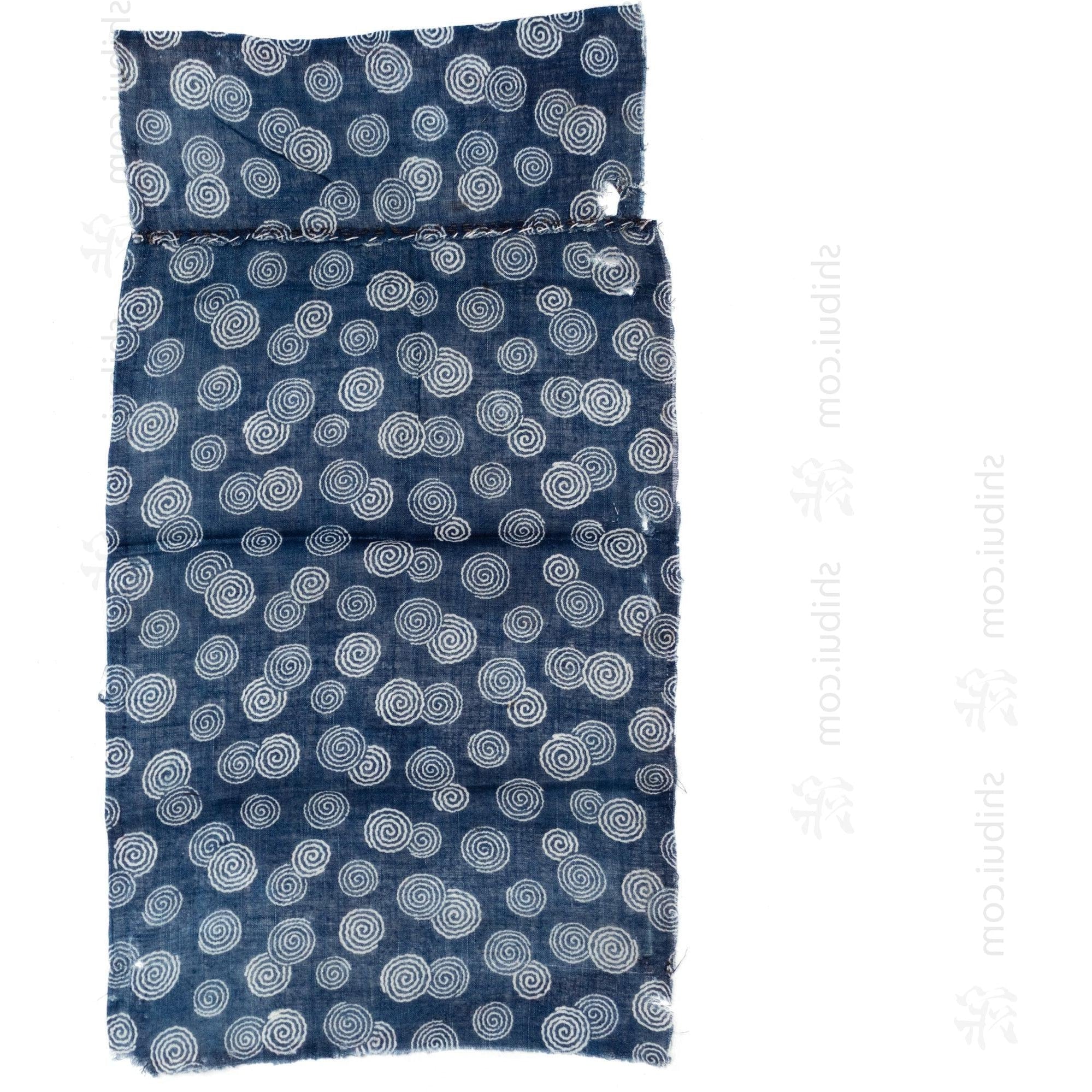 Spiral Katazome Textile Fragment | Japanese Indigo