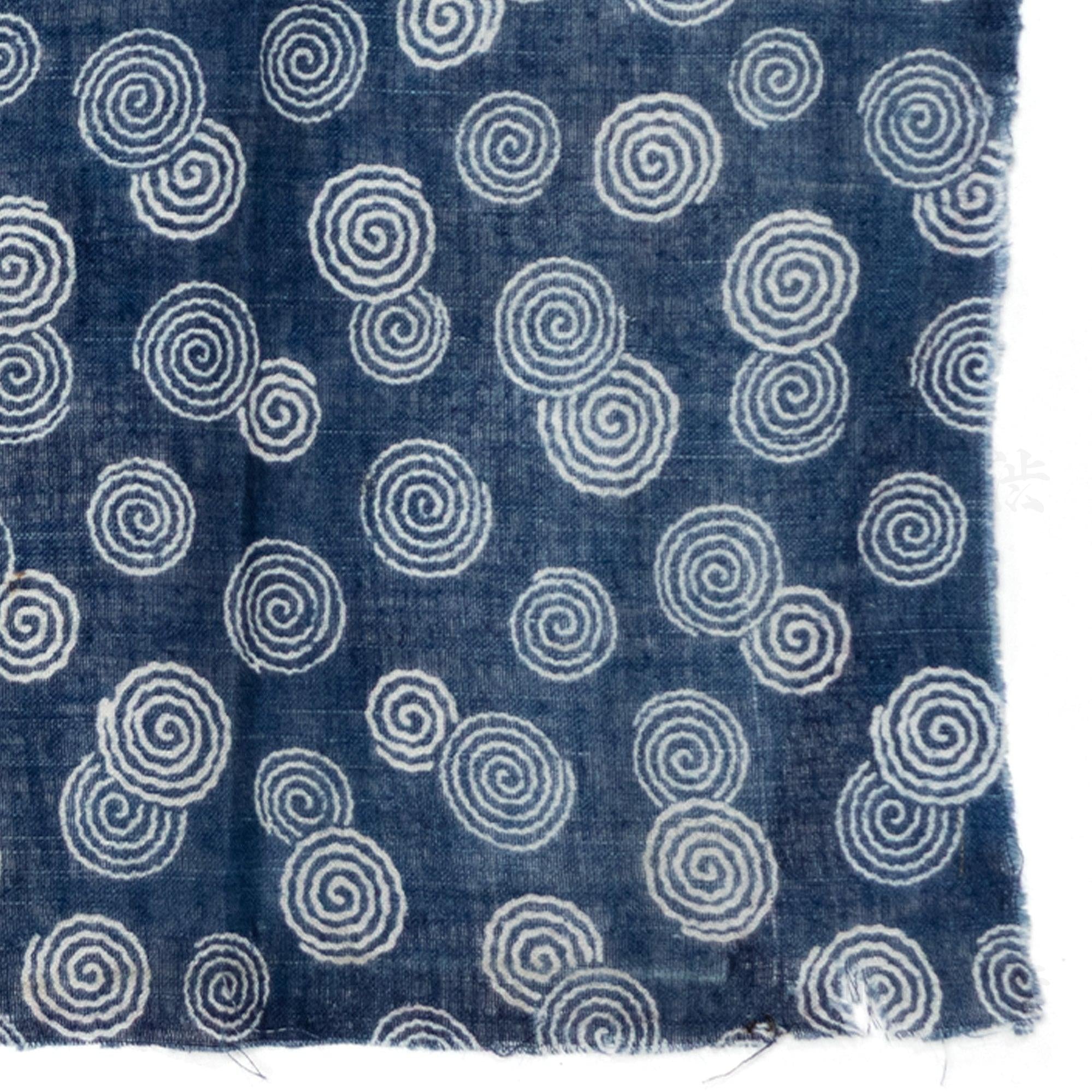 Spiral Katazome Textile Fragment | Japanese Indigo