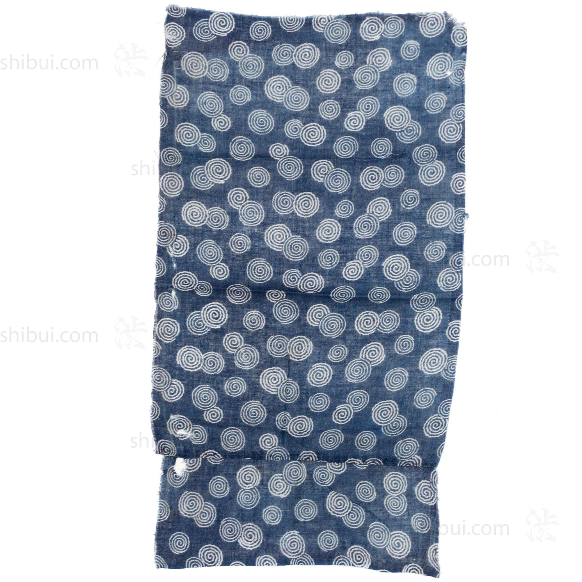 Spiral Katazome Textile Fragment | Japanese Indigo