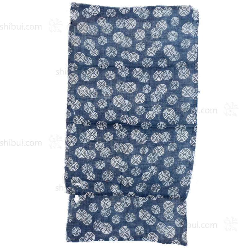 Spiral Katazome Textile Fragment | Japanese Indigo