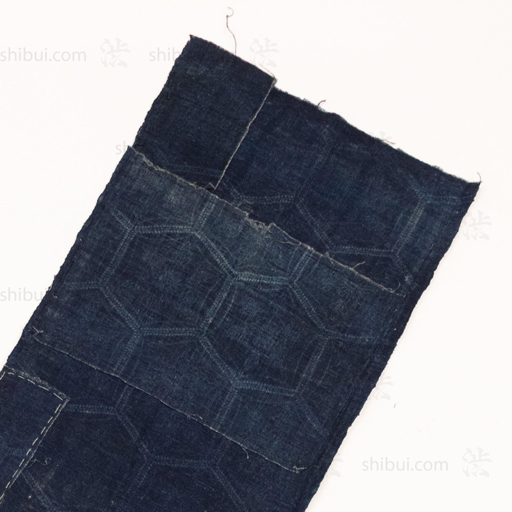 Japanese Indigo Katazome Panel Textile Snowflake Flower Pattern