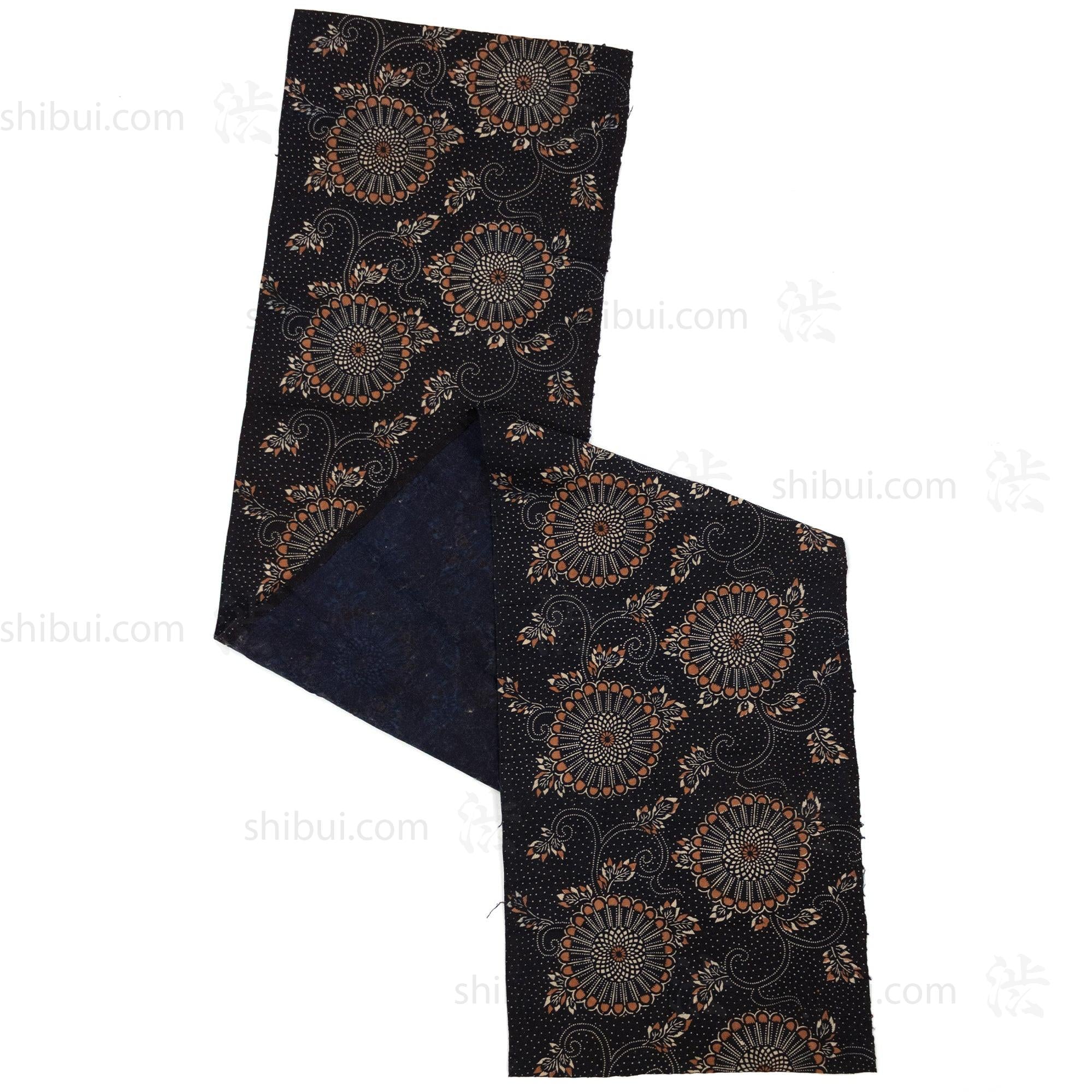 Japanese Indigo Katazome Panel Textile Kiku Mum Pattern