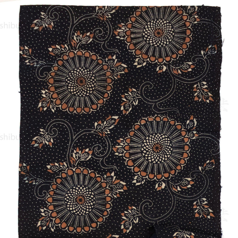 Japanese Indigo Katazome Panel Textile Kiku Mum Pattern