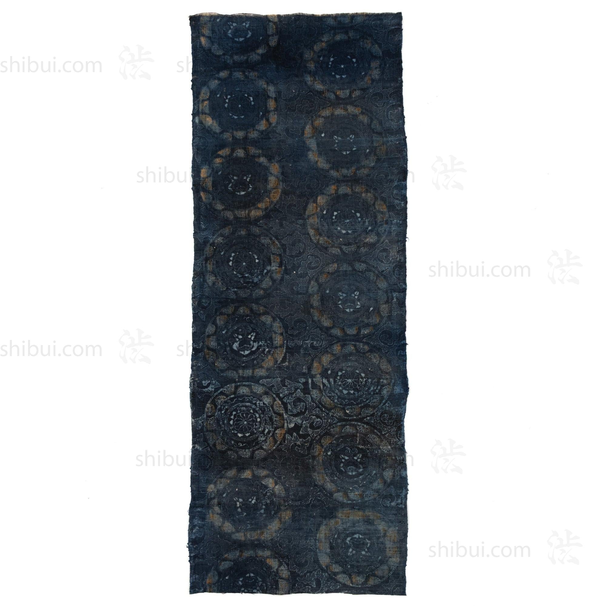 Japanese Indigo Katazome Panel Textile Kiku Mum Pattern