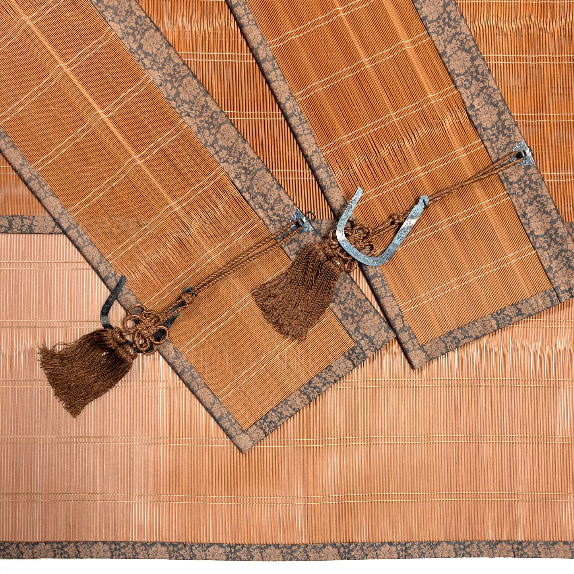 Sudare with Brocade Border| Split Bamboo Blind | Set of 2 long, 2 short