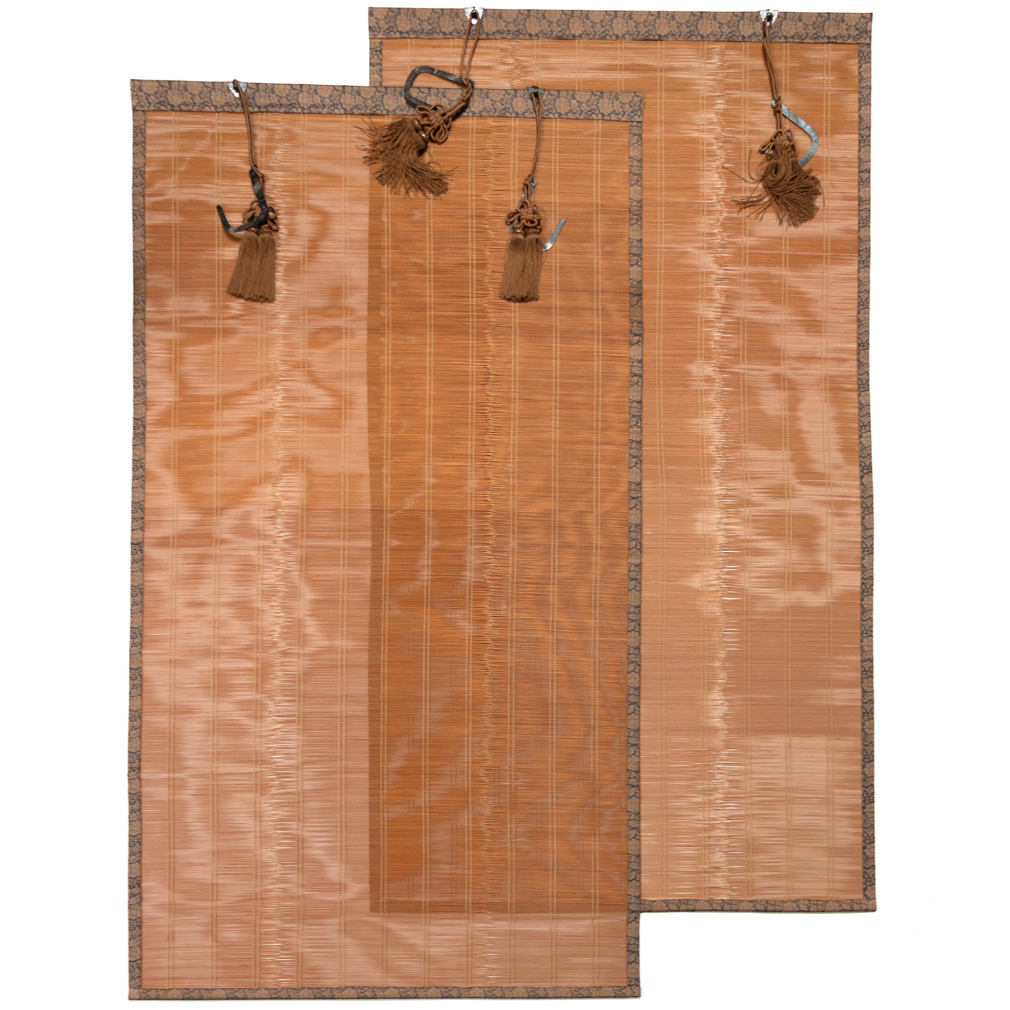 Sudare with Brocade Border| Split Bamboo Blind | Set of 2 long, 2 short