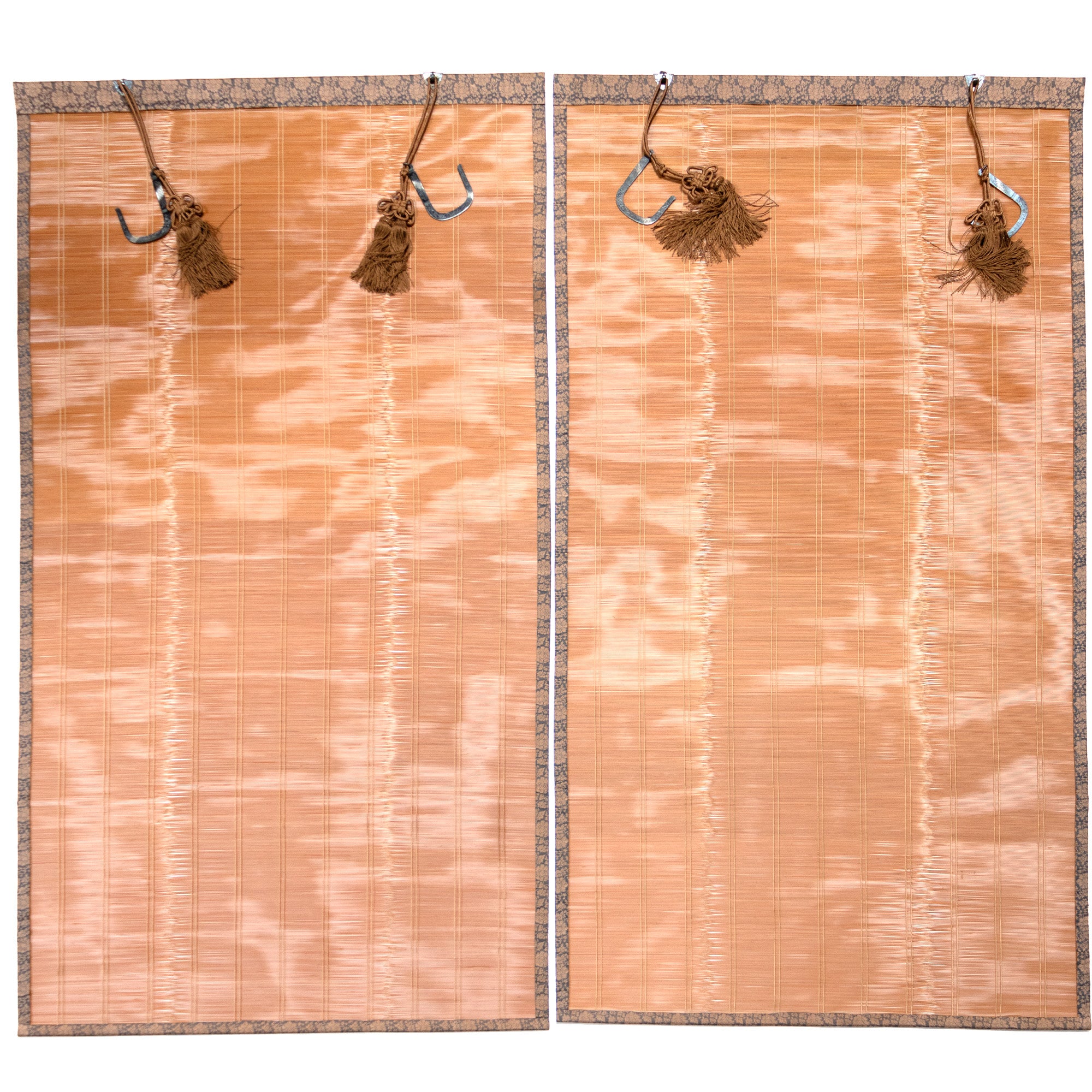 Sudare with Brocade Border| Split Bamboo Blind | Set of 2 long, 2 short
