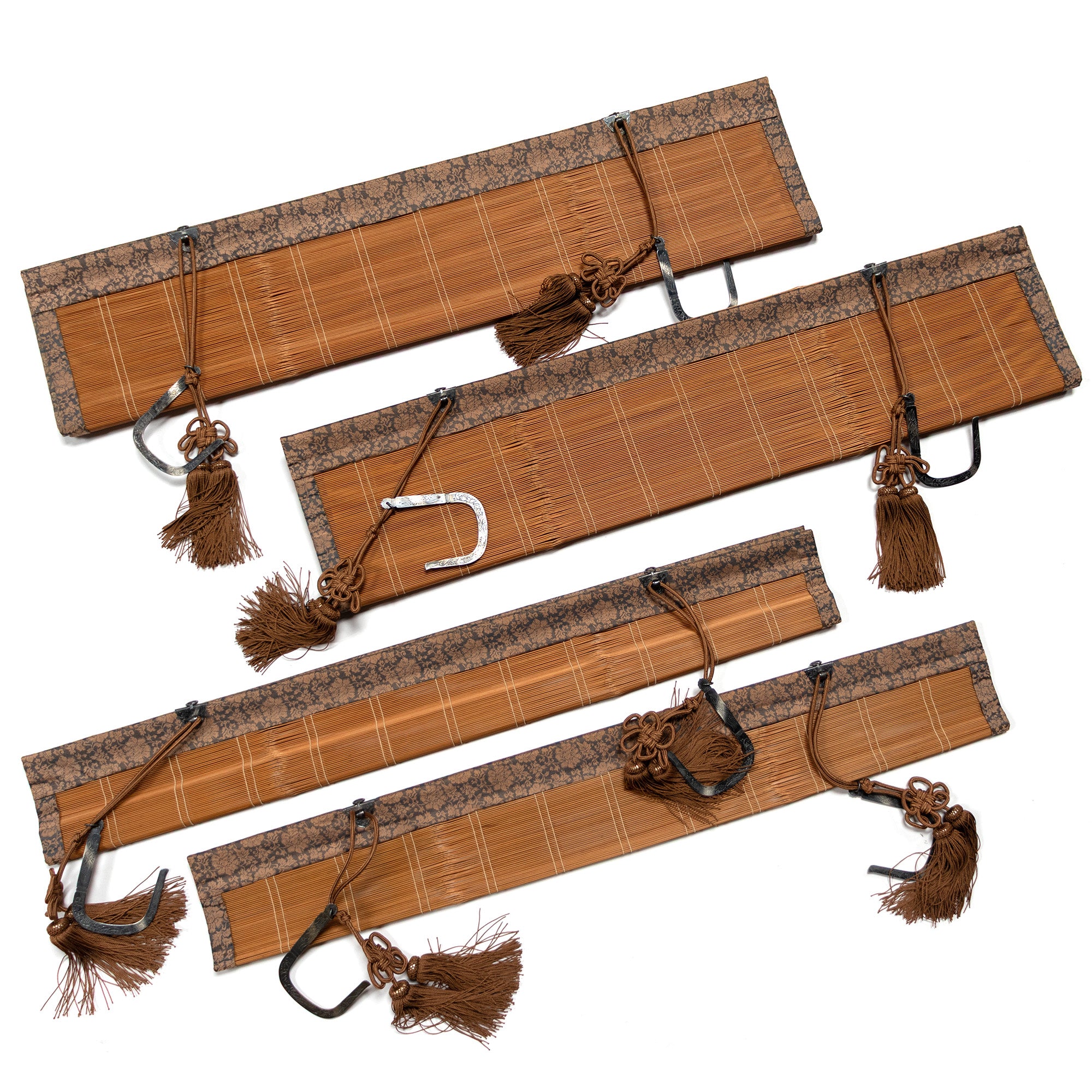 Sudare with Brocade Border| Split Bamboo Blind | Set of 2 long, 2 short