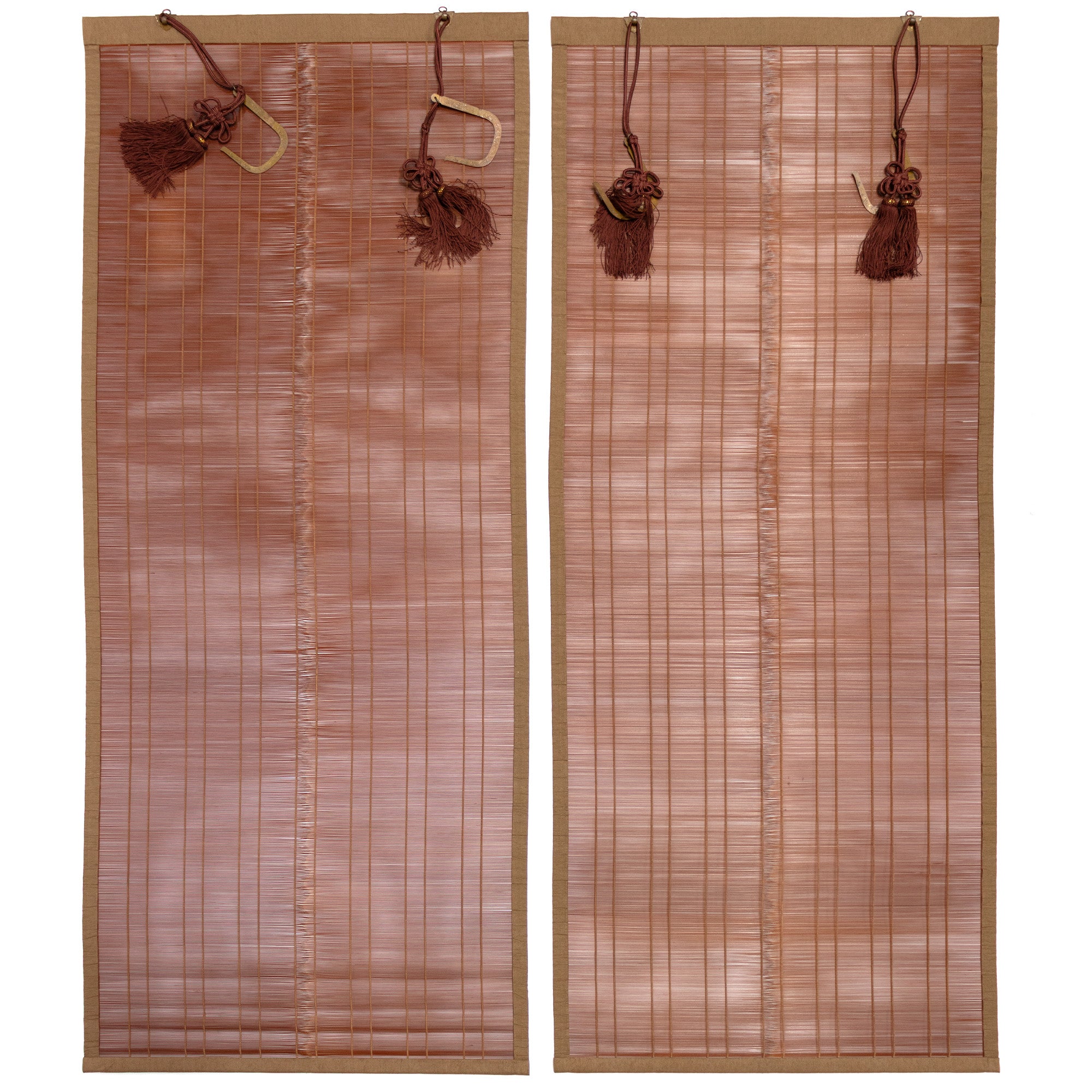 Sudare with Brocade Border| Split Bamboo Blind | Set of 2 Long & 2 Short